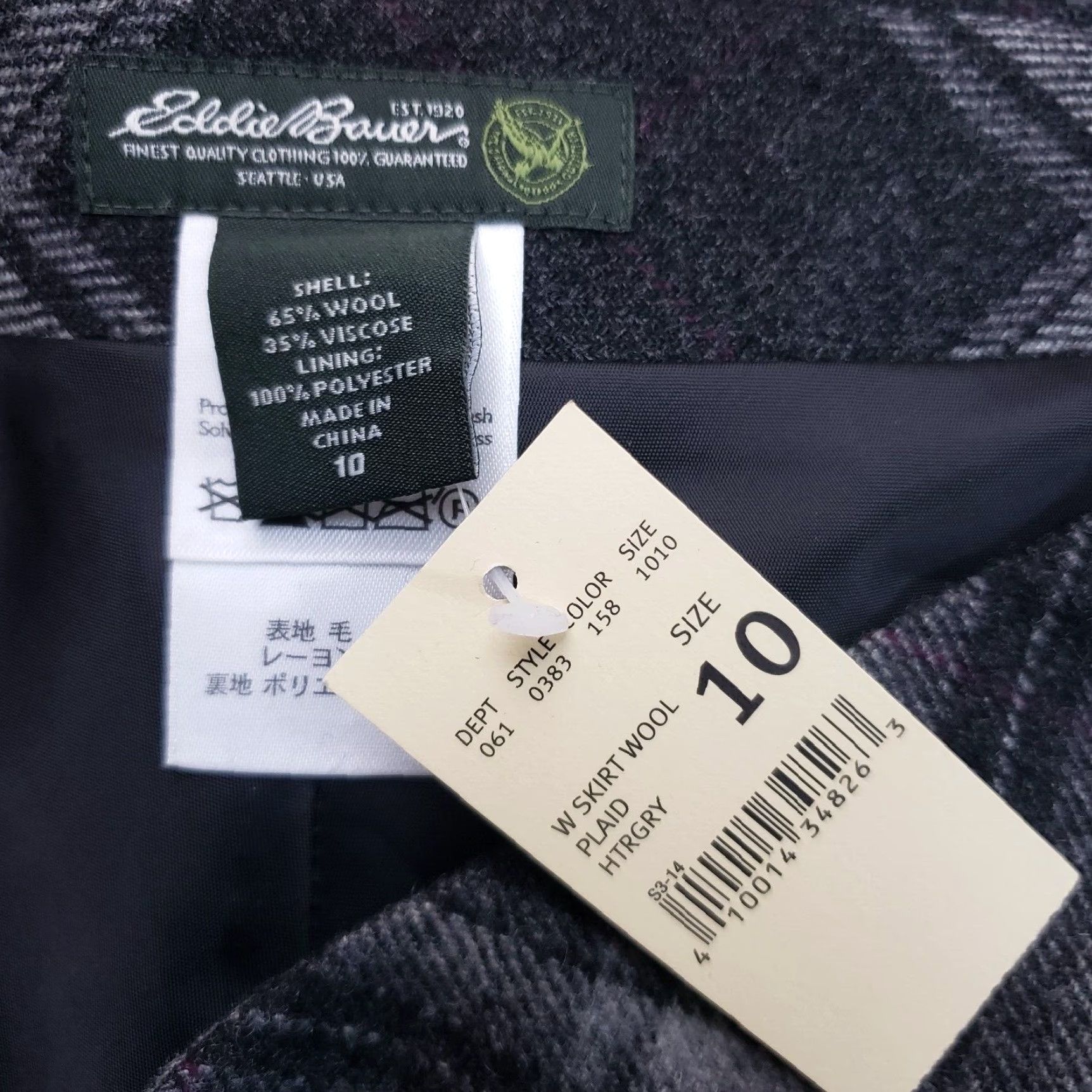 Eddie Bauer Eddie Bauer Skirt Womens Sz 10 Gray Plaid Wool Blend Lined Side Zip Size 32" / US 10 / IT 46 - 4 Thumbnail
