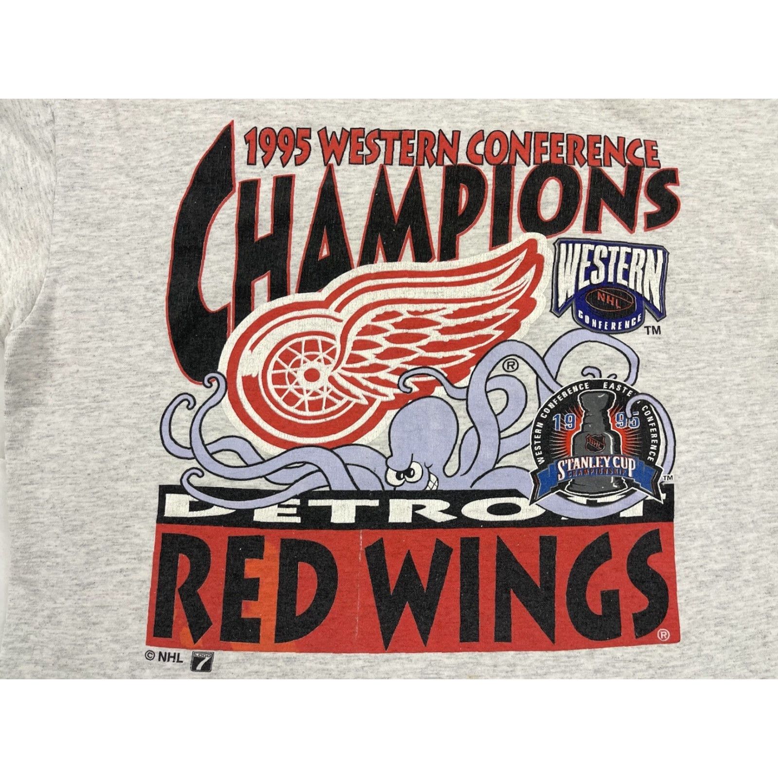 Delta VINTAGE Detroit Red Wings T-Shirt NHL 90s Logo Crew Neck Short Sleeve Gray 1990s Men Large MLB Sports USA Size US L / EU 52-54 / 3 - 4 Thumbnail