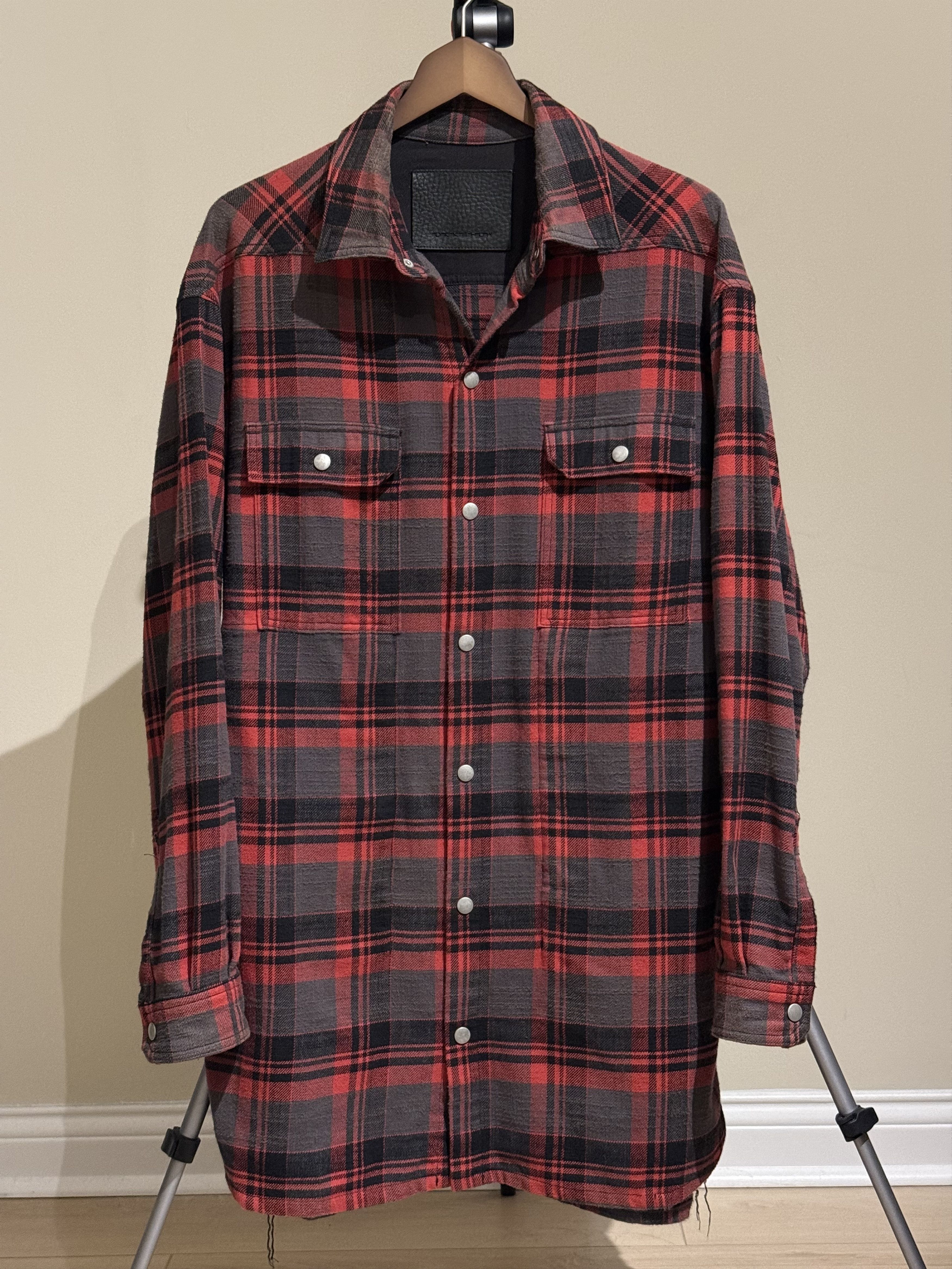 Rick Owens Drkshdw Red Tyrone Plaid Jumbo Outershirt (Size M) Size US M / EU 48-50 / 2 - 1 Thumbnail