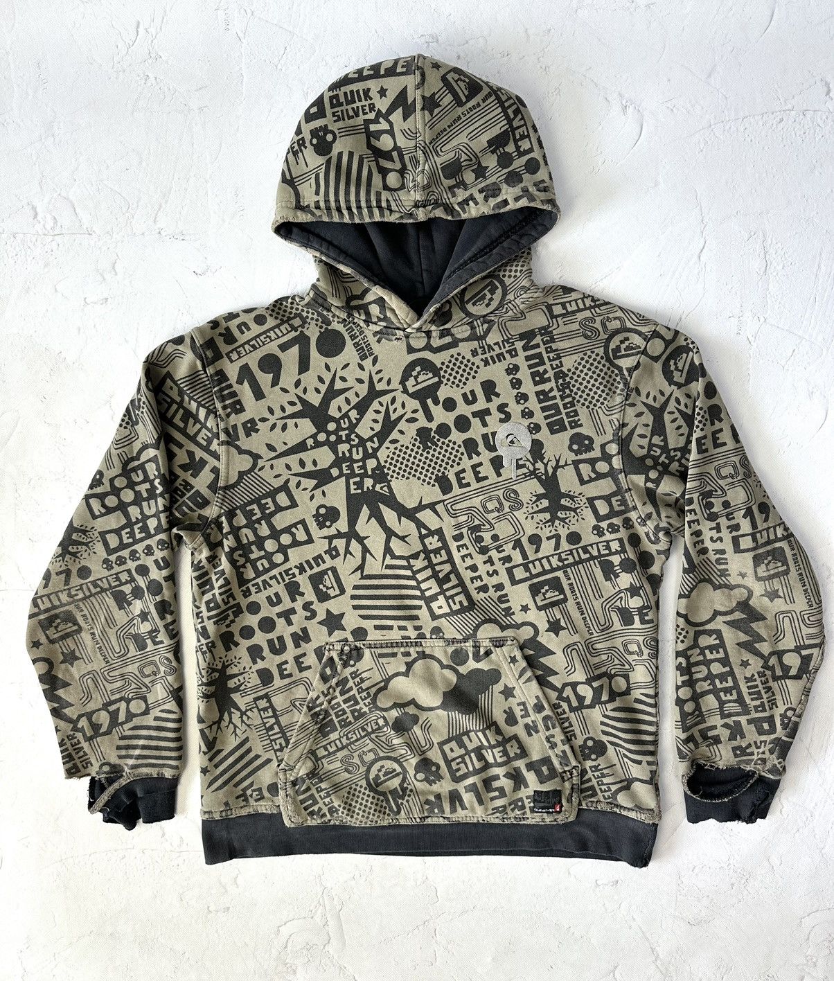 If Six Was Nine Vintage Quiksilver Printed Destroyed Hoodie Size US M / EU 48-50 / 2 - 2 Thumbnail