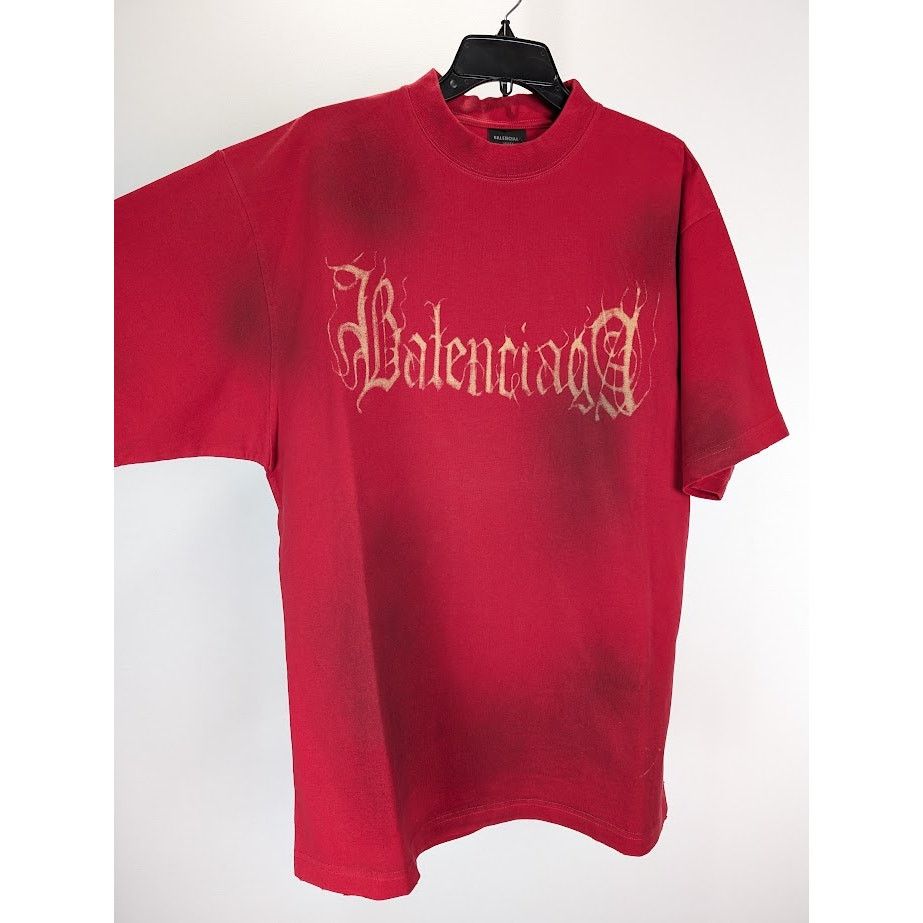 Balenciaga o1rshd1 Heavy Metal T-Shirt in Red Size US M / EU 48-50 / 2 - 7 Thumbnail