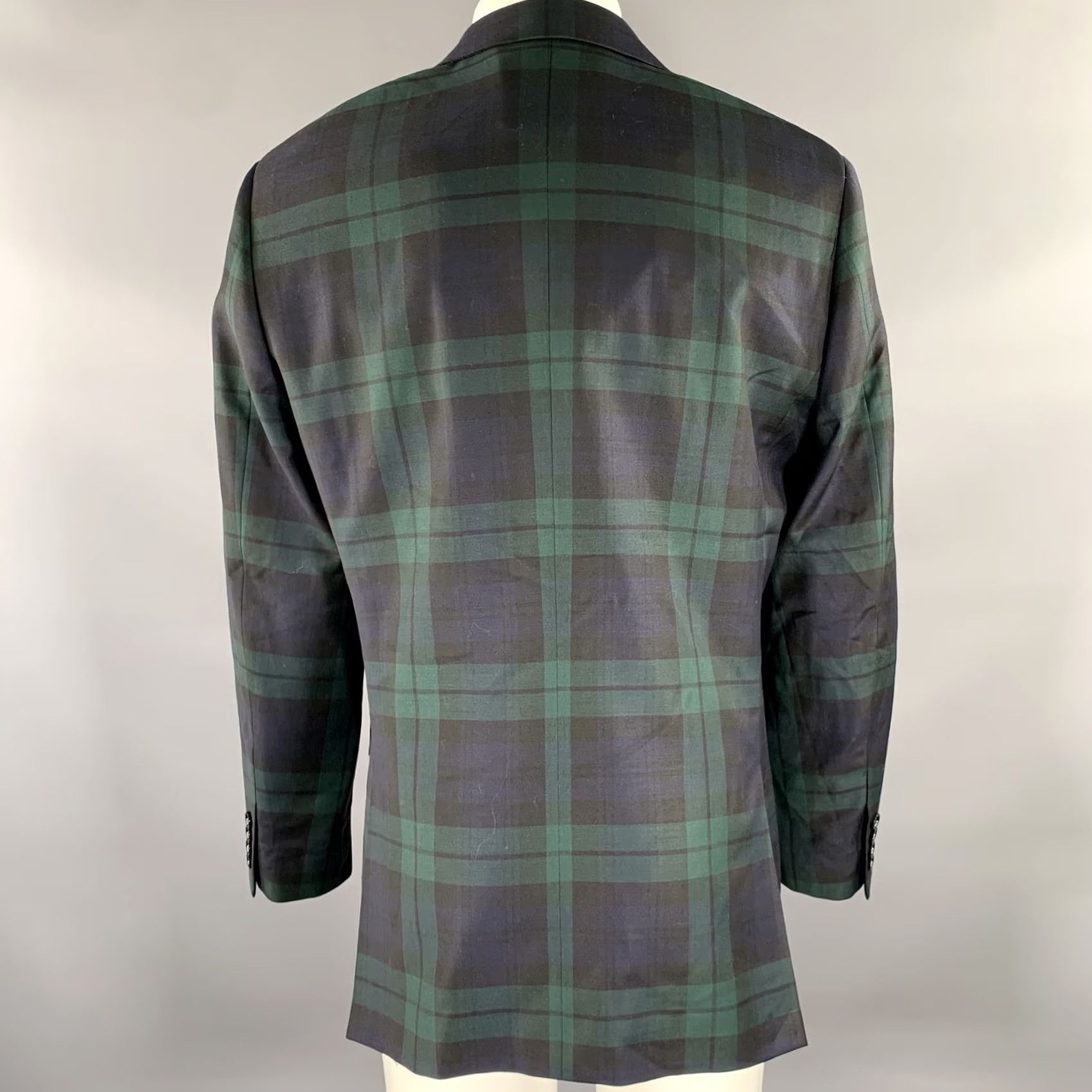 J.Crew J.CREW Green Navy Plaid Wool Tuxedo Sport Coat 42 Regular Size 42R - 4 Thumbnail