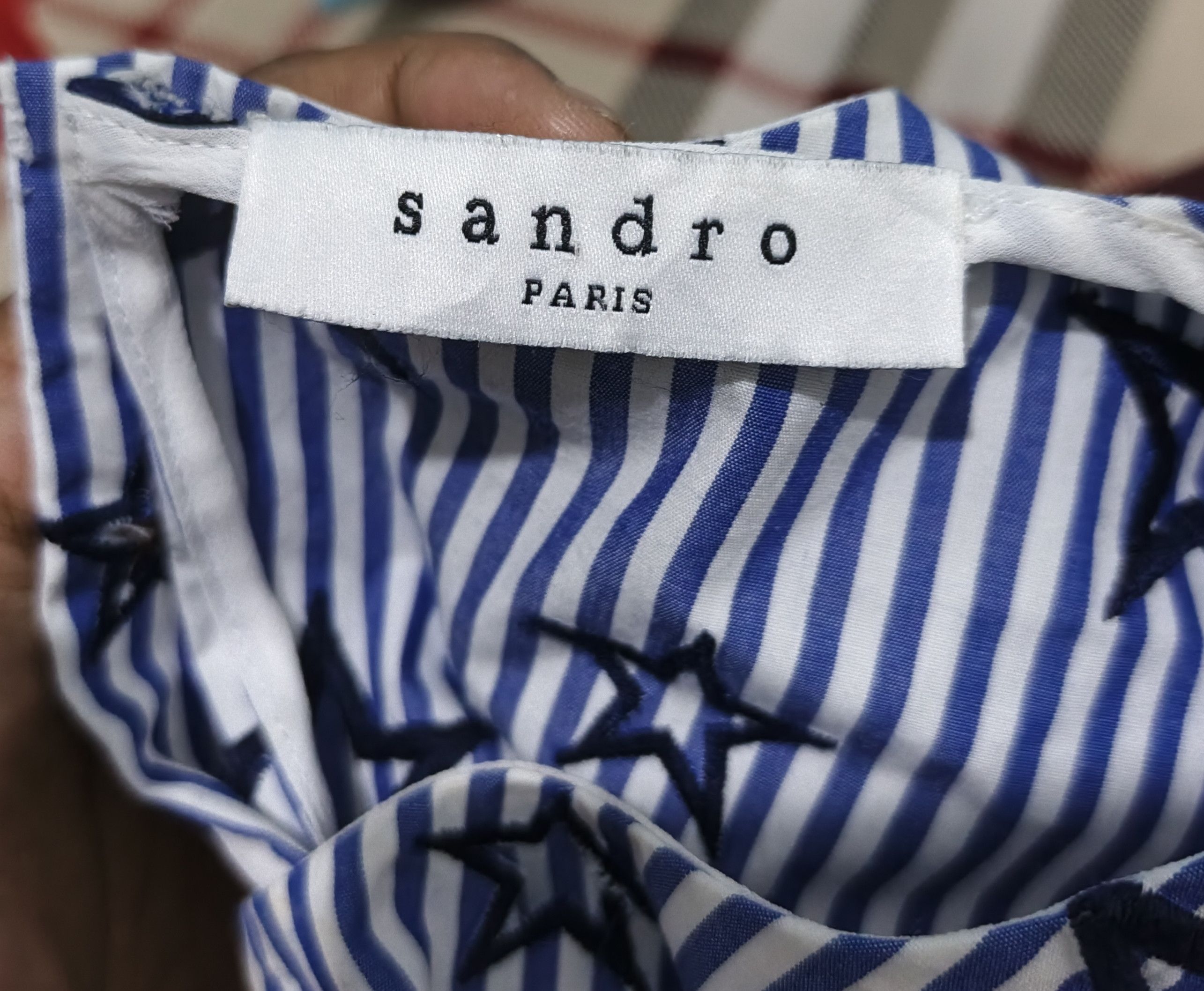 Sandro Sandro Star Embroidered Striped Cold Shoulder Top With Ties Size L / US 10 / IT 46 - 9 Thumbnail