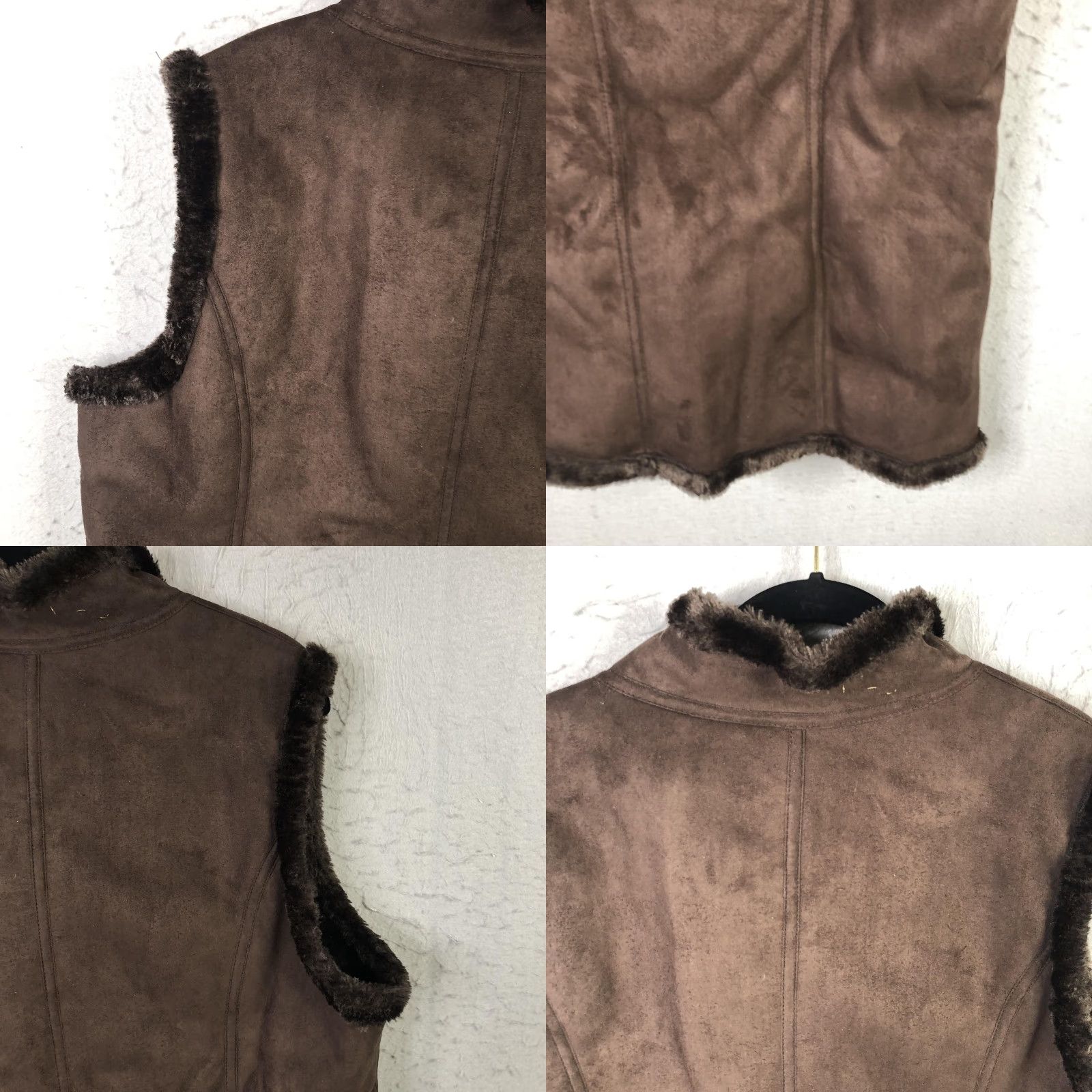 Denim & Co. Denim & Co Vest Womens XL Brown Faux Suede Faux Fur Sherpa Lined Snap Pockets Size XL / US 12-14 / IT 48-50 - 10 Thumbnail