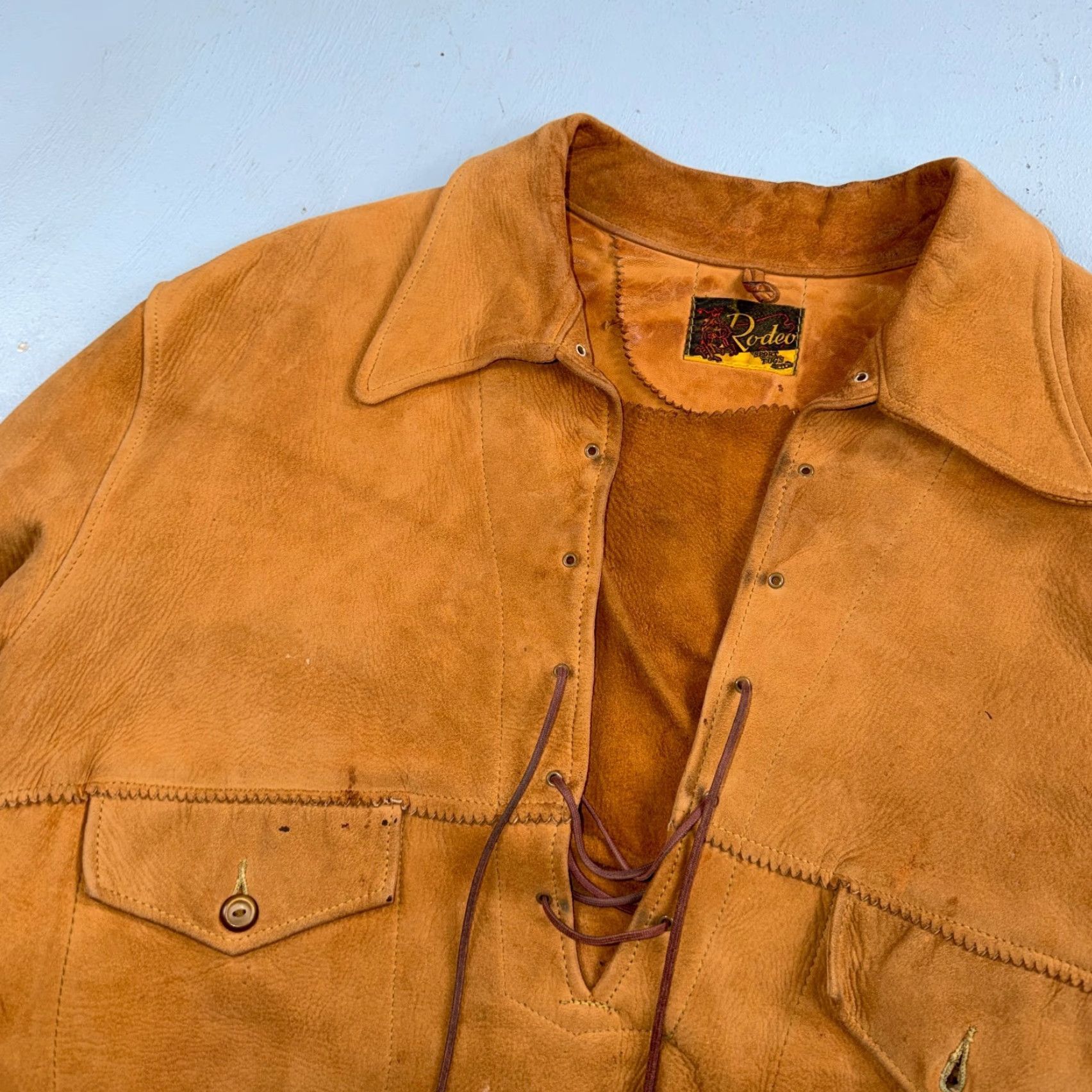 Vintage VINTAGE Rodeo Suede Pullover Tunic 1940s Cowboy Shirt Size 42 Brown Western Hippie Mens Size US XL / EU 56 / 4 - 2 Thumbnail
