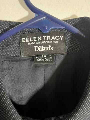 Designer Ellen Tracy Women's Blazer - Elegant Navy Suit Jacket Size L / US 10 / IT 46 - 2 Thumbnail
