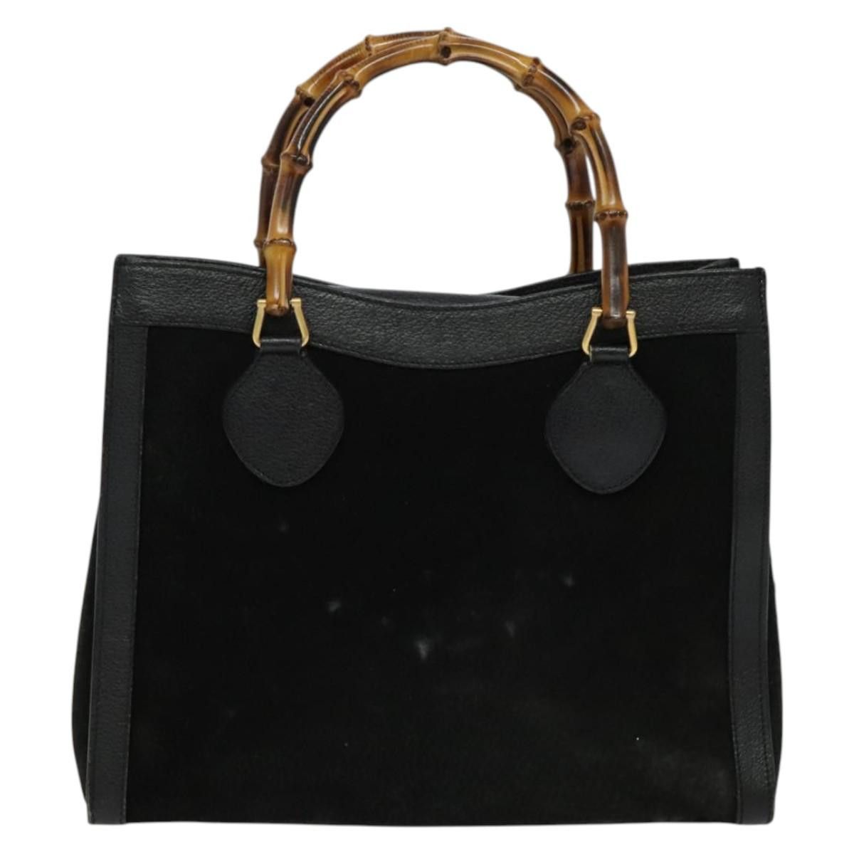 Gucci GUCCI Bamboo Tote Bag Suede Leather Black Gold 002 1186 002 Size ONE SIZE - 3 Thumbnail