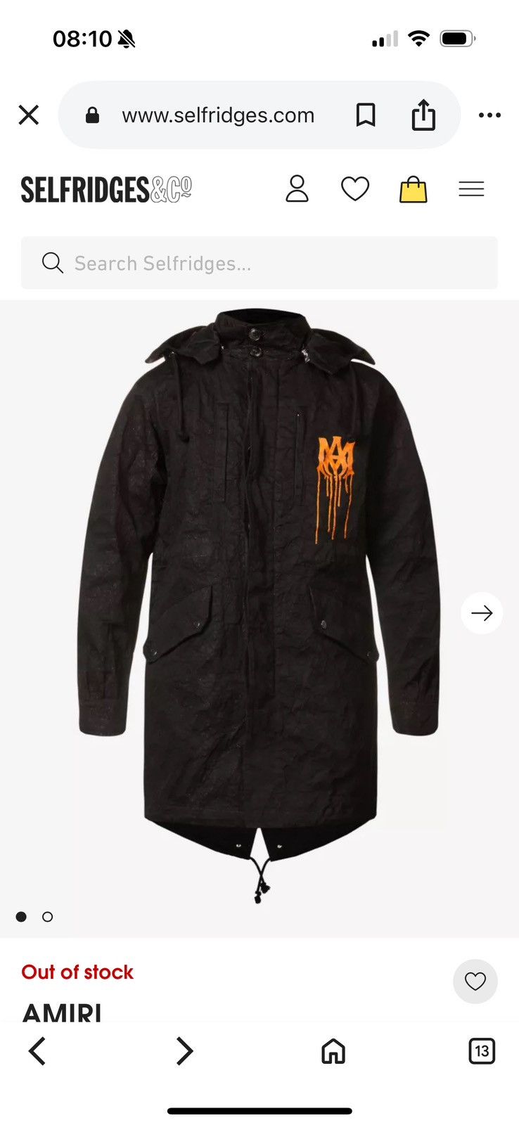 Amiri AMIRI men parka overcoat jacket SEE sizes in photos BY TAPE Size US S / EU 44-46 / 1 - 22 Thumbnail