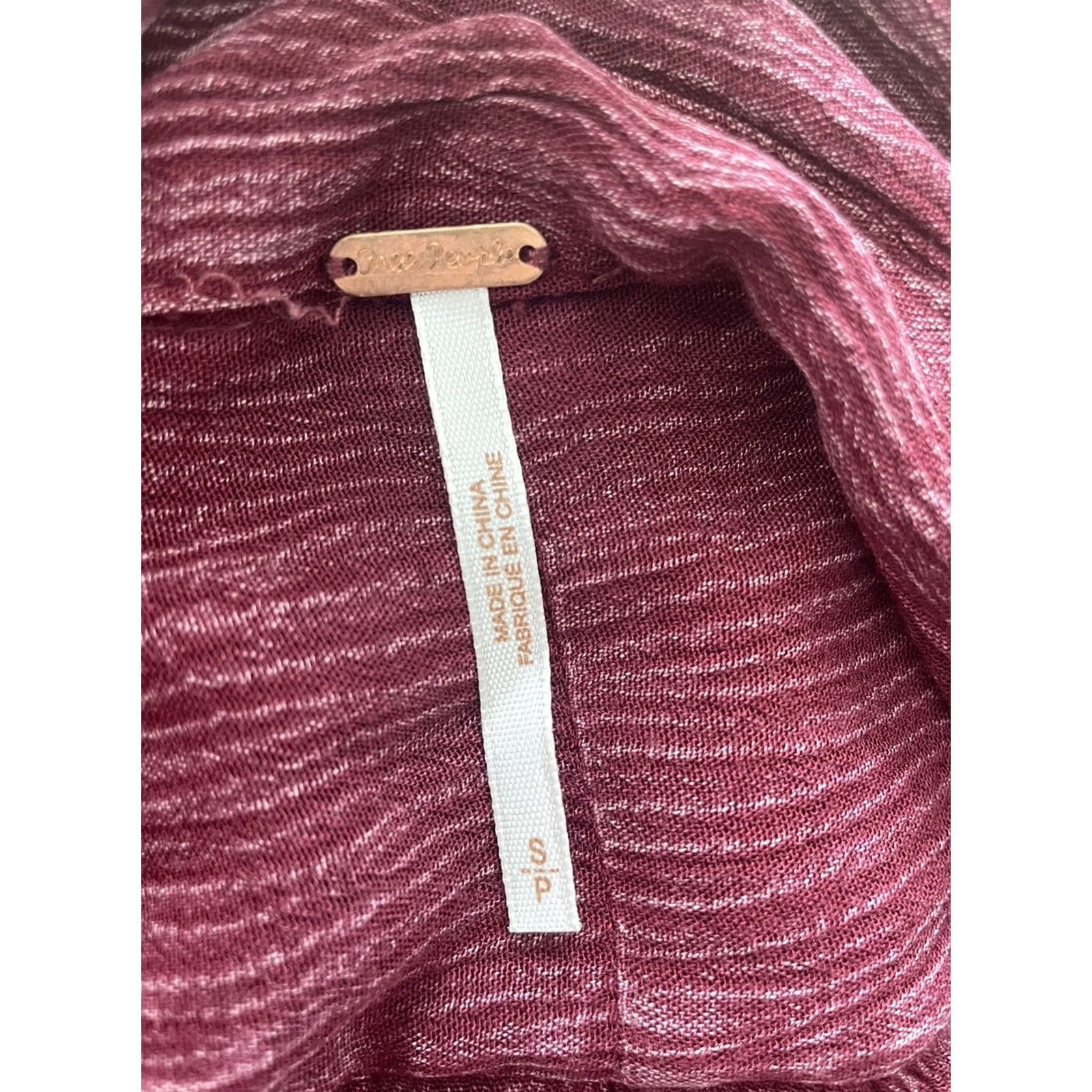 Free People Free People Blouse Tunic Women S Long Sleeve Purple Maroon Boho Beach Size S / US 4 / IT 40 - 5 Thumbnail