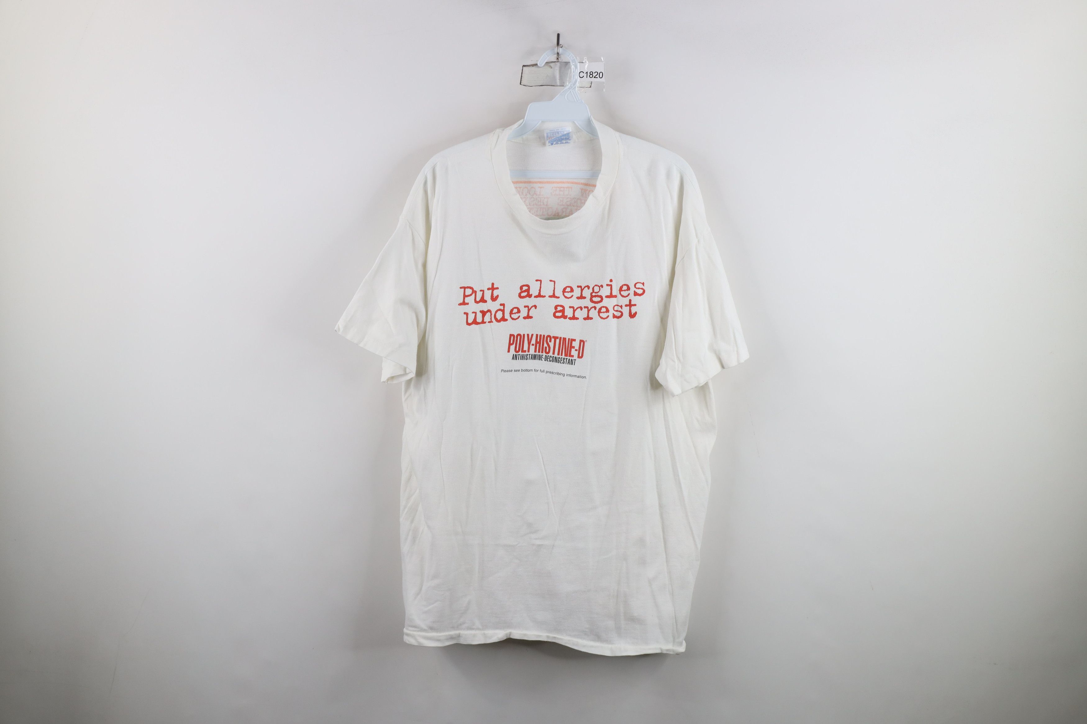Vintage Vintage 90s Poly Histine D Antihistamine Cartoon T-Shirt USA Size US XXL / EU 58 / 5 - 1 Thumbnail