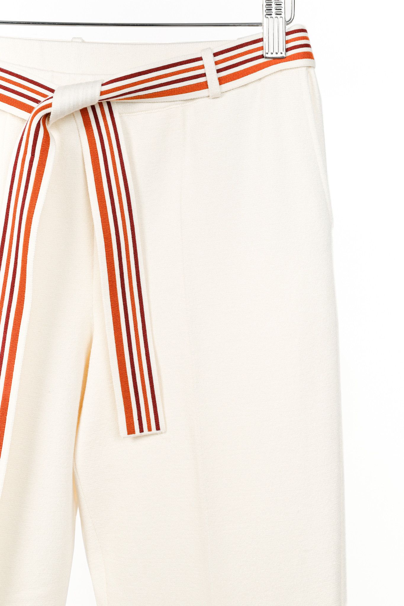 Loro Piana Loro Piana Ivory Silk & Cotton Knit Stripe-Belt Pants Size 27" / US 4 / IT 40 - 5 Thumbnail