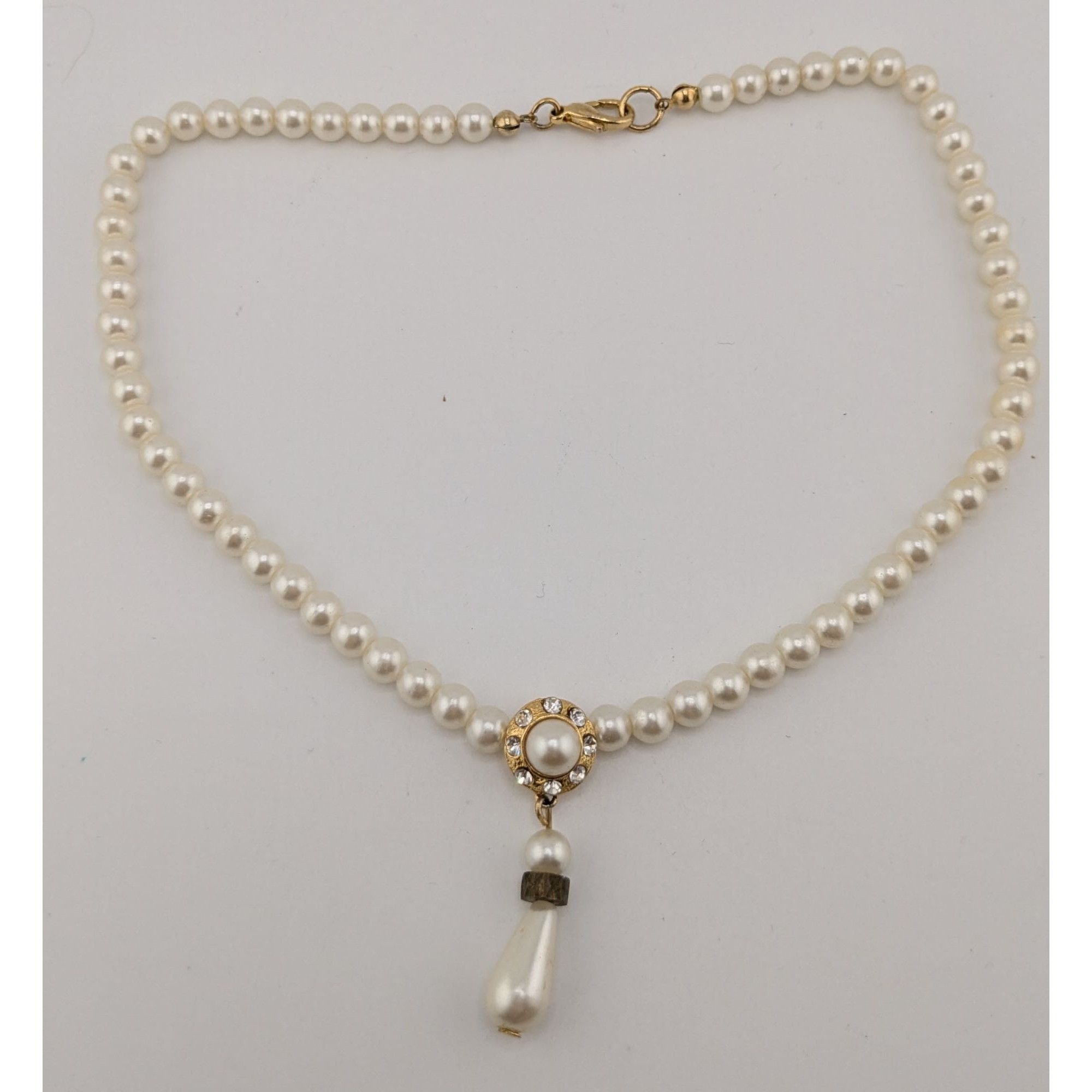 Other Vintage Bridal Faux Pearl Necklace With Rhinestone Accents Size ONE SIZE - 6 Thumbnail