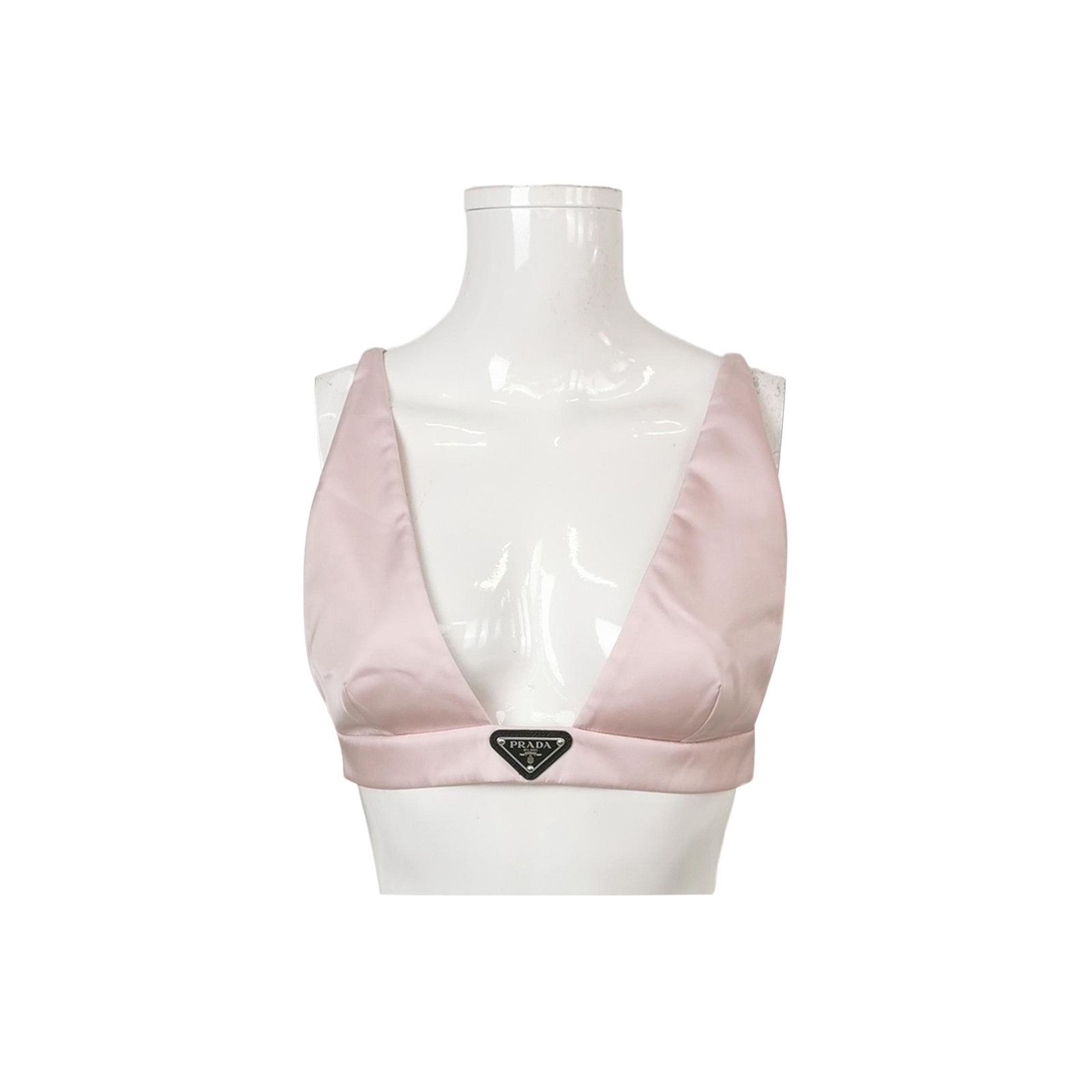 Prada Triangle Logo Bralette in Pink 0089