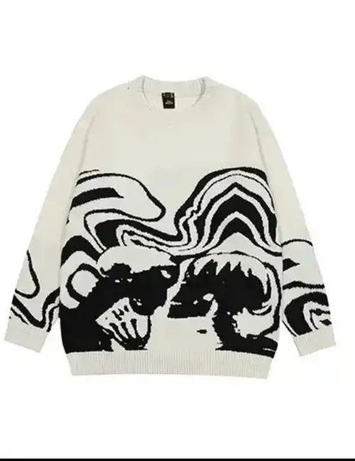 Other Painting Skull Graphic Knitted White Sweater Size US L / EU 52-54 / 3 - 1 Thumbnail