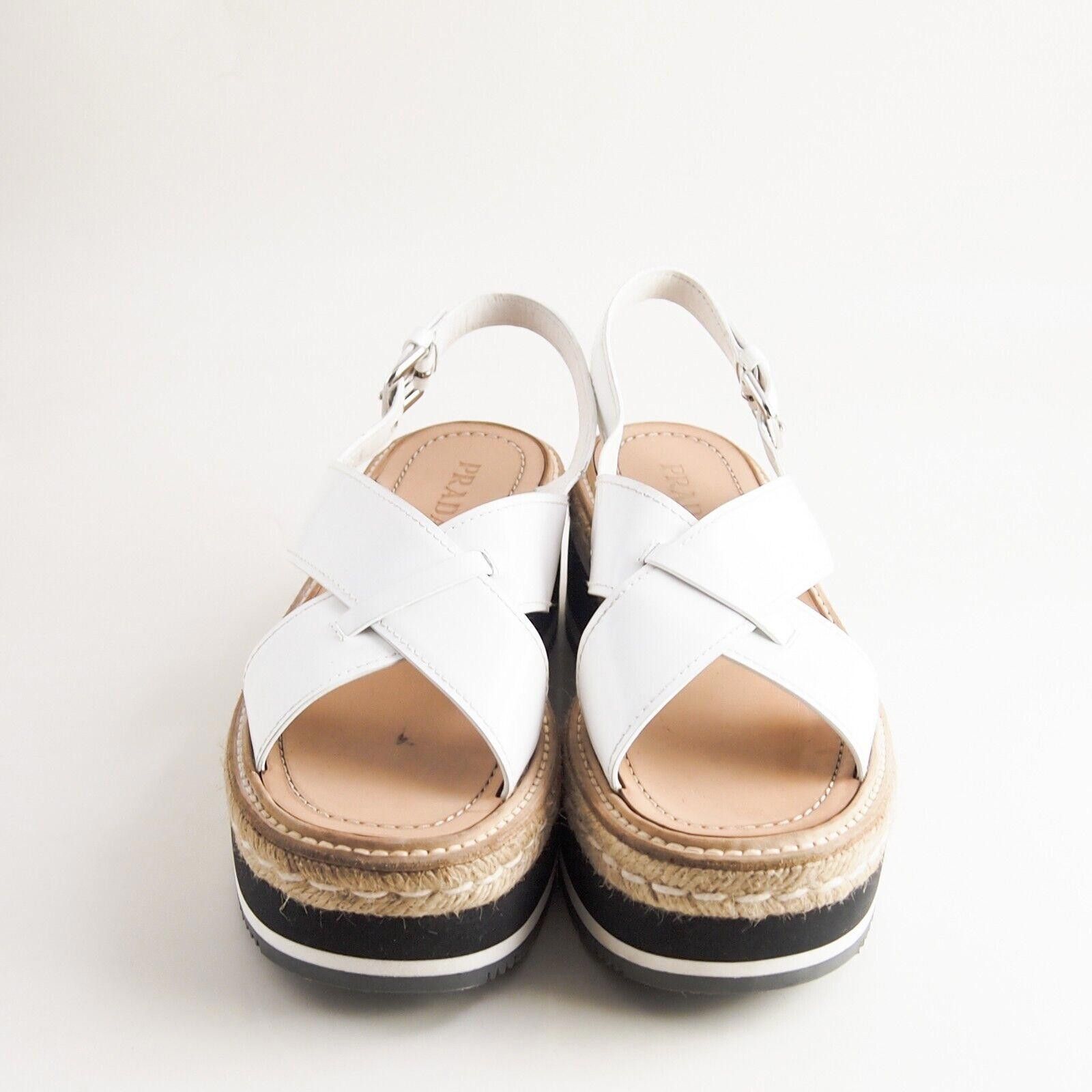 Prada Prada Slingback Sandals Platfom White Leather US 9.5 EU 39.5 Size US 9.5 / IT 39.5 - 5 Thumbnail