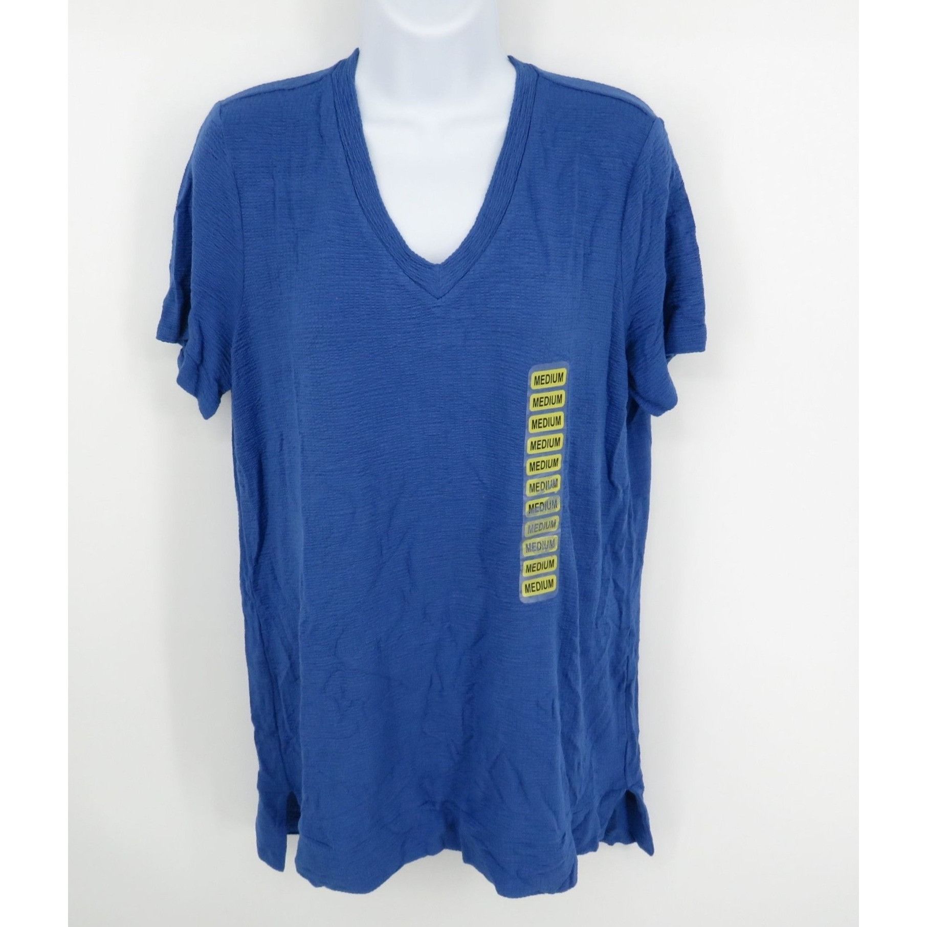 Adrianna Papell Adrianna Papell Blue V-Neck Short Sleeve T-Shirt Medium NWT Size M / US 6-8 / IT 42-44 - 1 Thumbnail