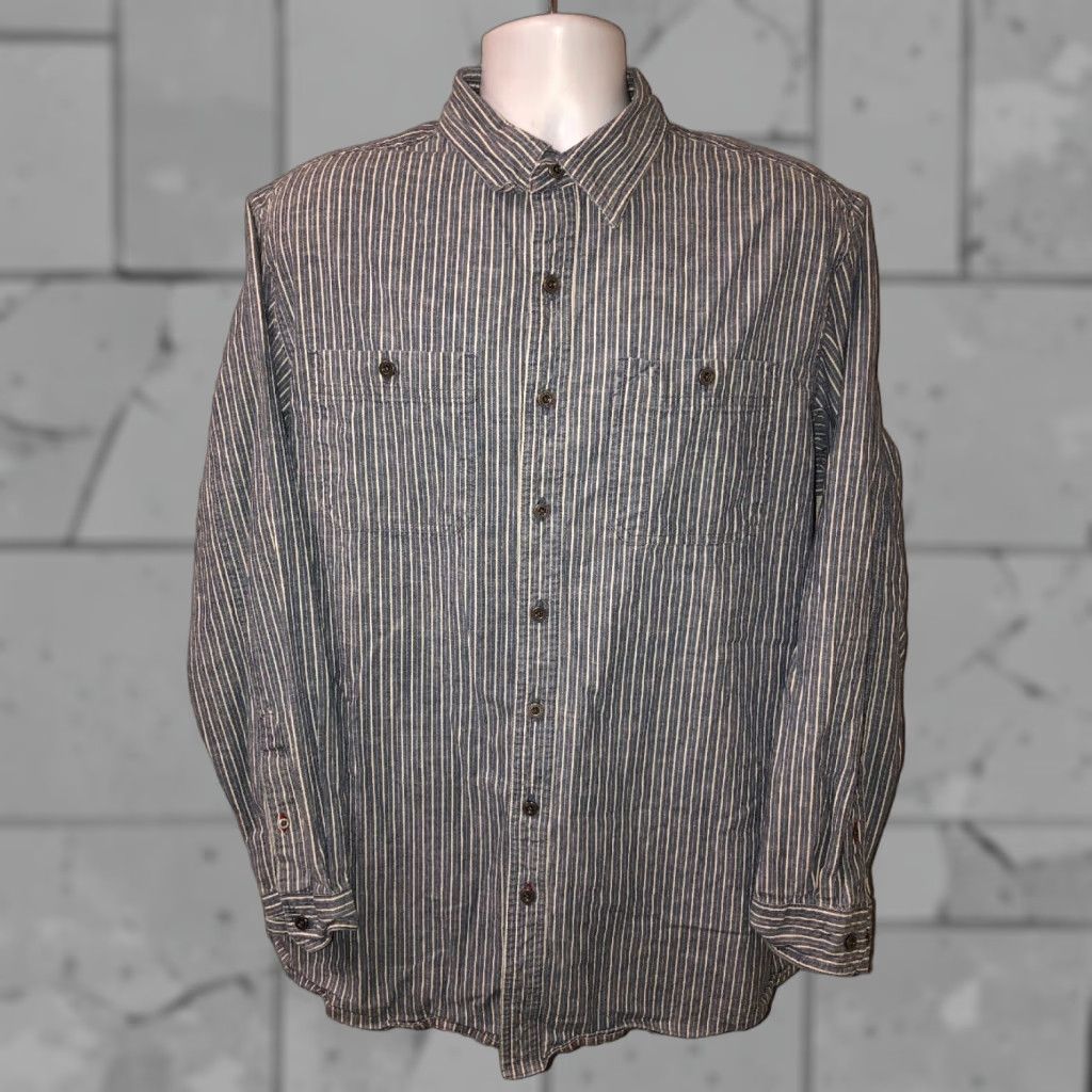 Vintage VINTAGE L.L. Bean Men's Long Sleeve Button-Up Shirt Big & Tall Size L Blue Striped Size US L / EU 52-54 / 3 - 1 Thumbnail