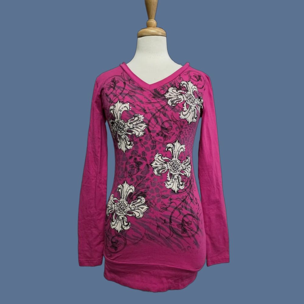 Vintage VINTAGE Bus Stop Women's Long Sleeve Hooded Embellished Shirt Pink Small Size S / US 4 / IT 40 - 1 Thumbnail