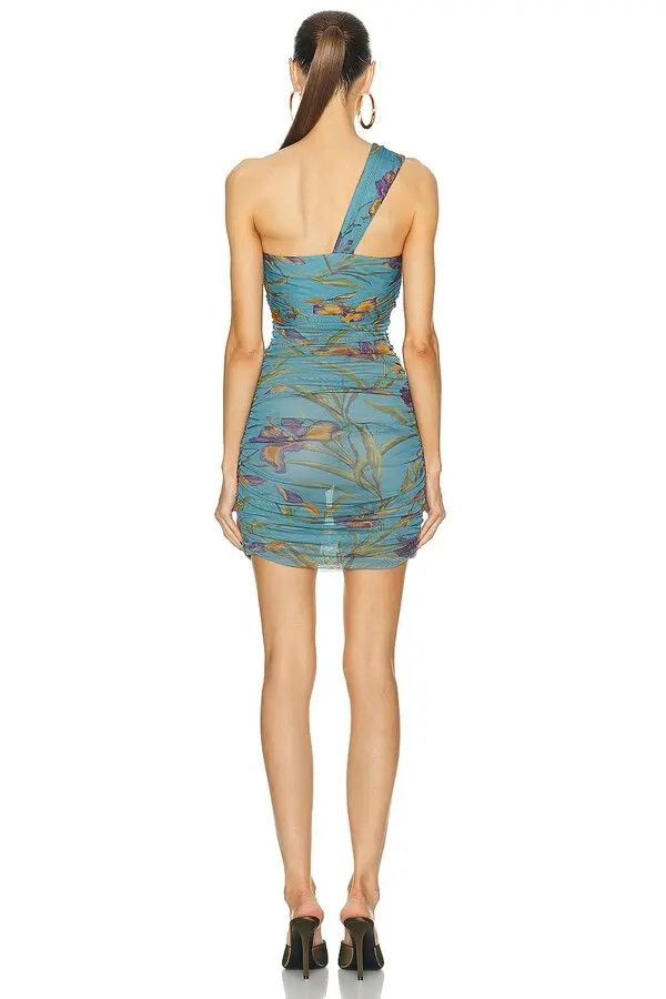 Saint Laurent Paris o1tp1o0525 Iris Ruched Dress in Blue Size S / US 4 / IT 40 - 4 Thumbnail
