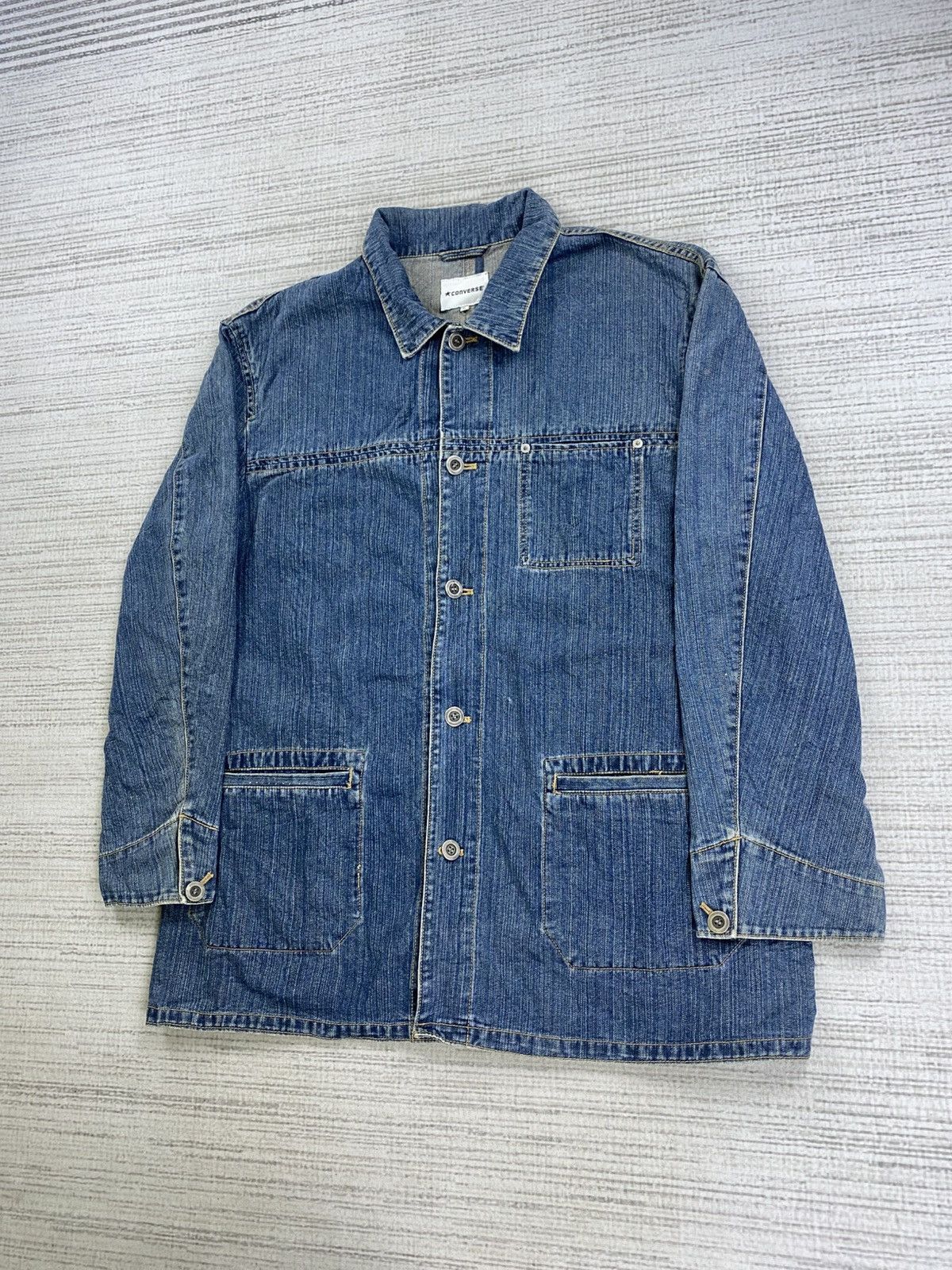 Converse × Vintage Vintage Converse Work Wear Denim Jacket Size US XL / EU 56 / 4 - 4 Thumbnail
