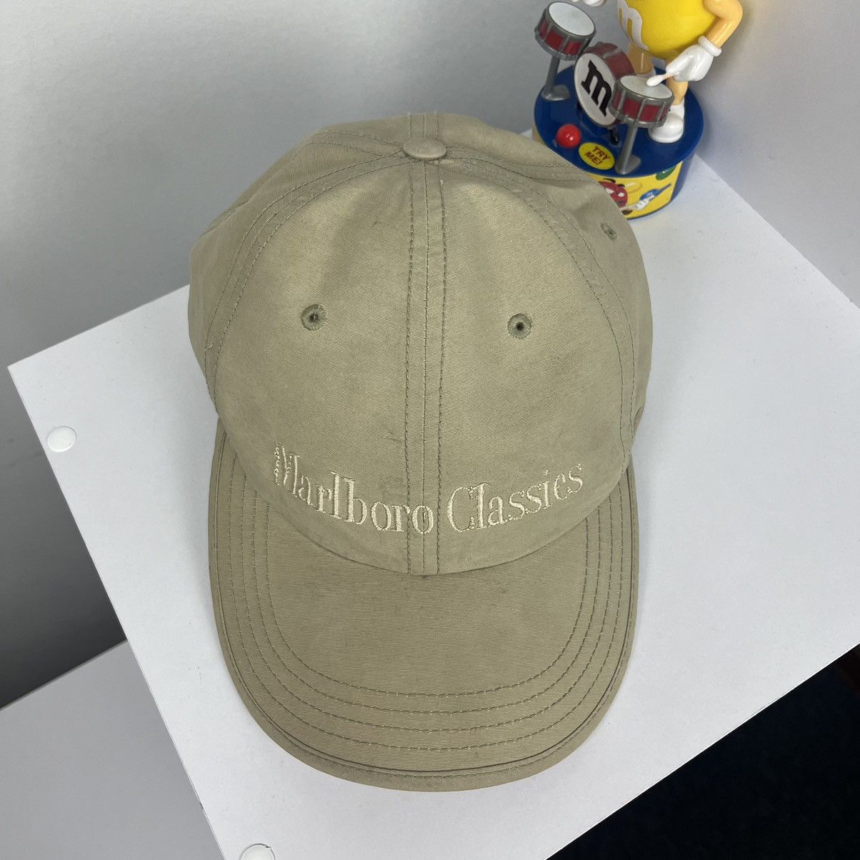 Marlboro Classics × Vintage 🎞️VINTAGE🎞️ Marlboro Classics Quality Label Beige sponsor Cap Size ONE SIZE - 3 Thumbnail