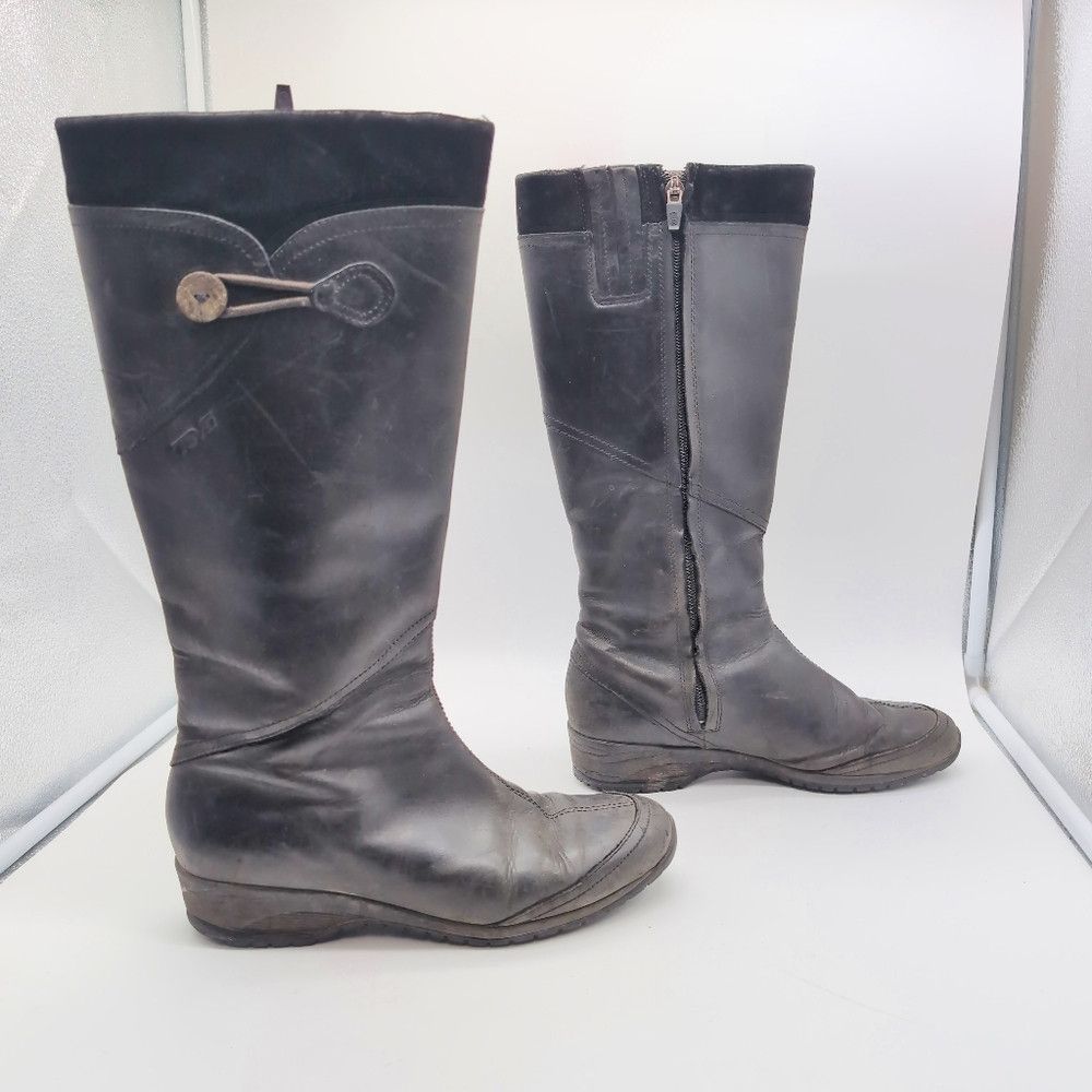 Teva Teva Jade Cove Sz 8.5 Black Leather Knee-High Boots Size US 8.5 / IT 38.5 - 5 Thumbnail