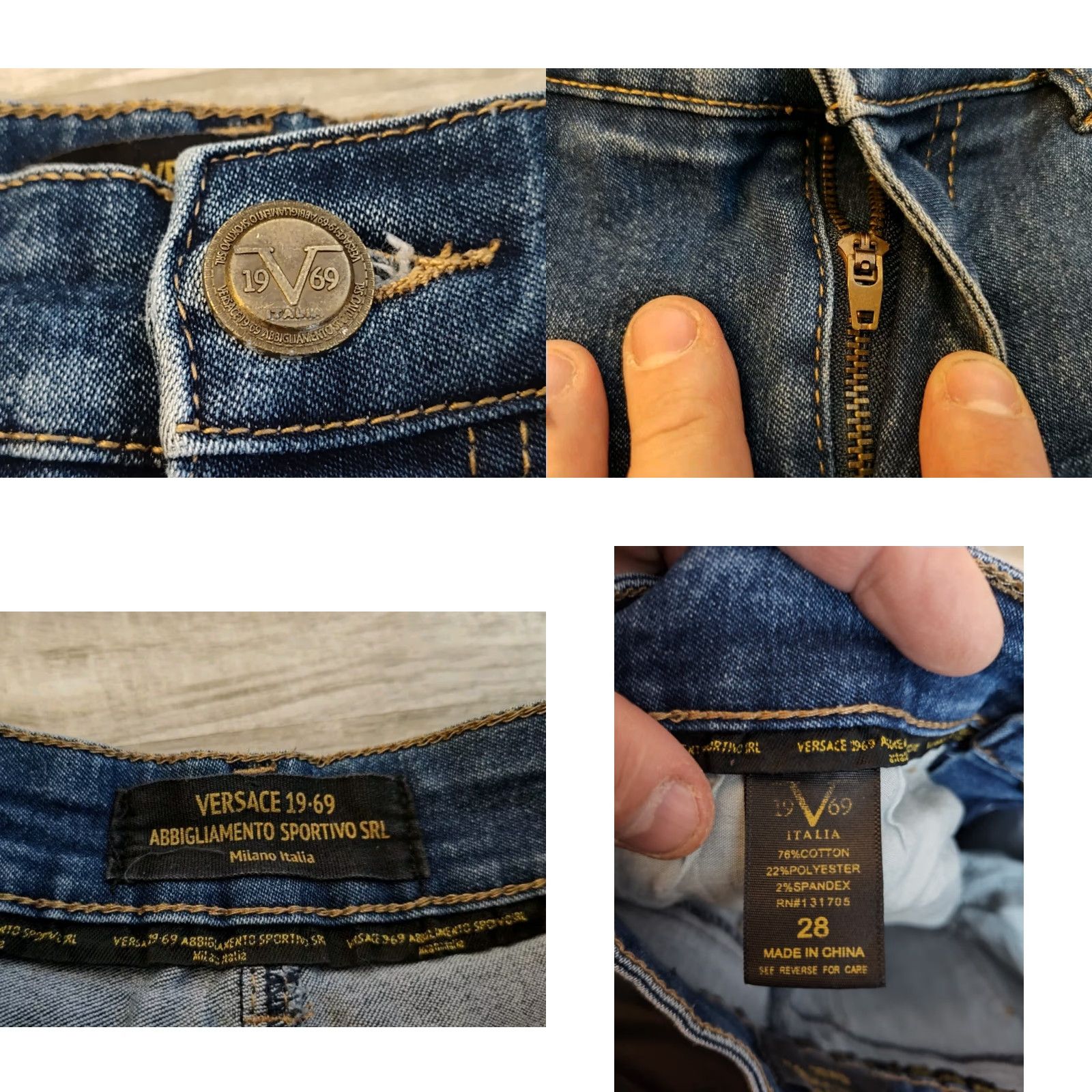 Versace Versace V1969 Italia Abbigliamento Sportivo SRL Jeans Womens 28 Blue Denim Slim Skinny Stretch Zipper Logo 31 In Inseam Vintage No Mens Womens Size 28" / US 6 / IT 42 - 8 Thumbnail