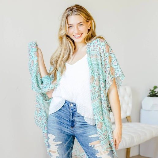 Other Bohemian Tribal Print Kimono Wrap Scarf Shawl Size ONE SIZE - 8 Thumbnail
