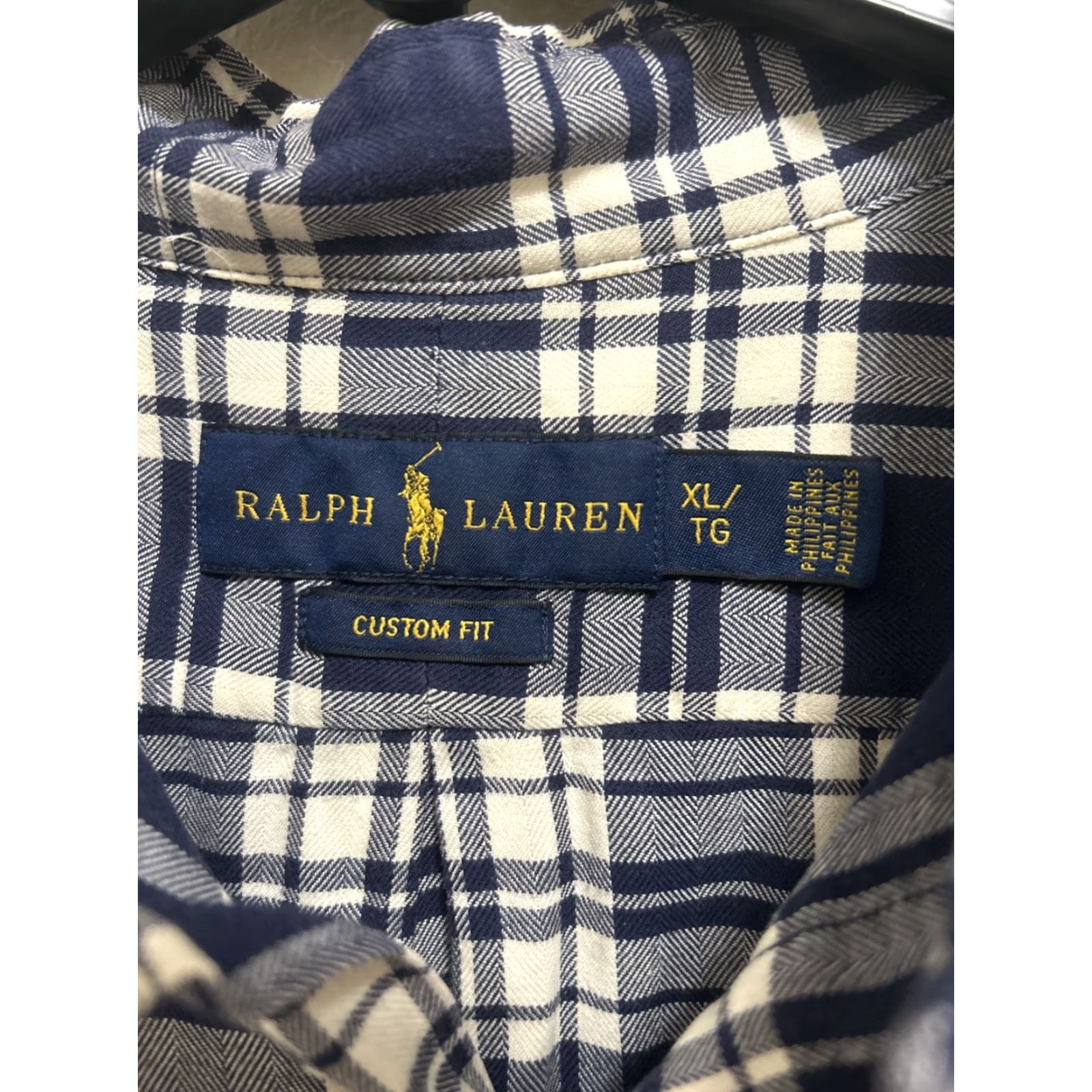 Ralph Lauren VINTAGE Ralph Lauren Shirt Mens XL Blue Plaid Herringbone Custom Fit L/S Button-Down Pocket Men Size US XL / EU 56 / 4 - 6 Thumbnail