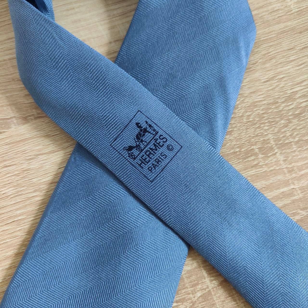 Hermes Hermes Paris Silk Tie 153623 PA Geometry Blue Size ONE SIZE - 3 Thumbnail