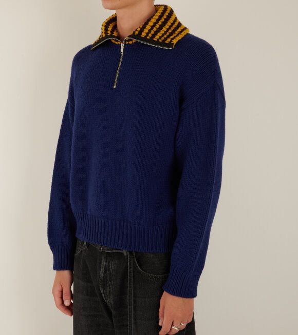 Marni o1y0225 Mock Neck Sweater in Navy Blue Size US S / EU 44-46 / 1 - 3 Thumbnail