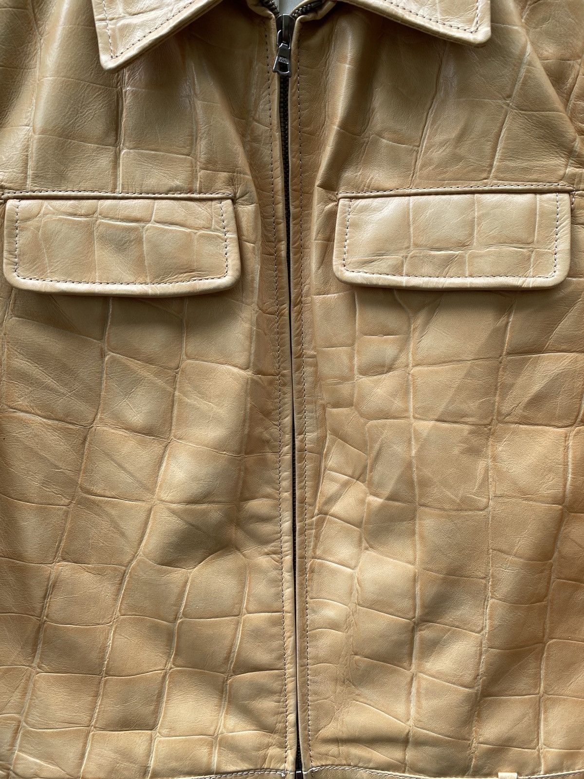 KEITAMARUYAMA 2000s Embossed Croc Effect - Leather Trucker Jacket Size S / US 4 / IT 40 - 7 Thumbnail