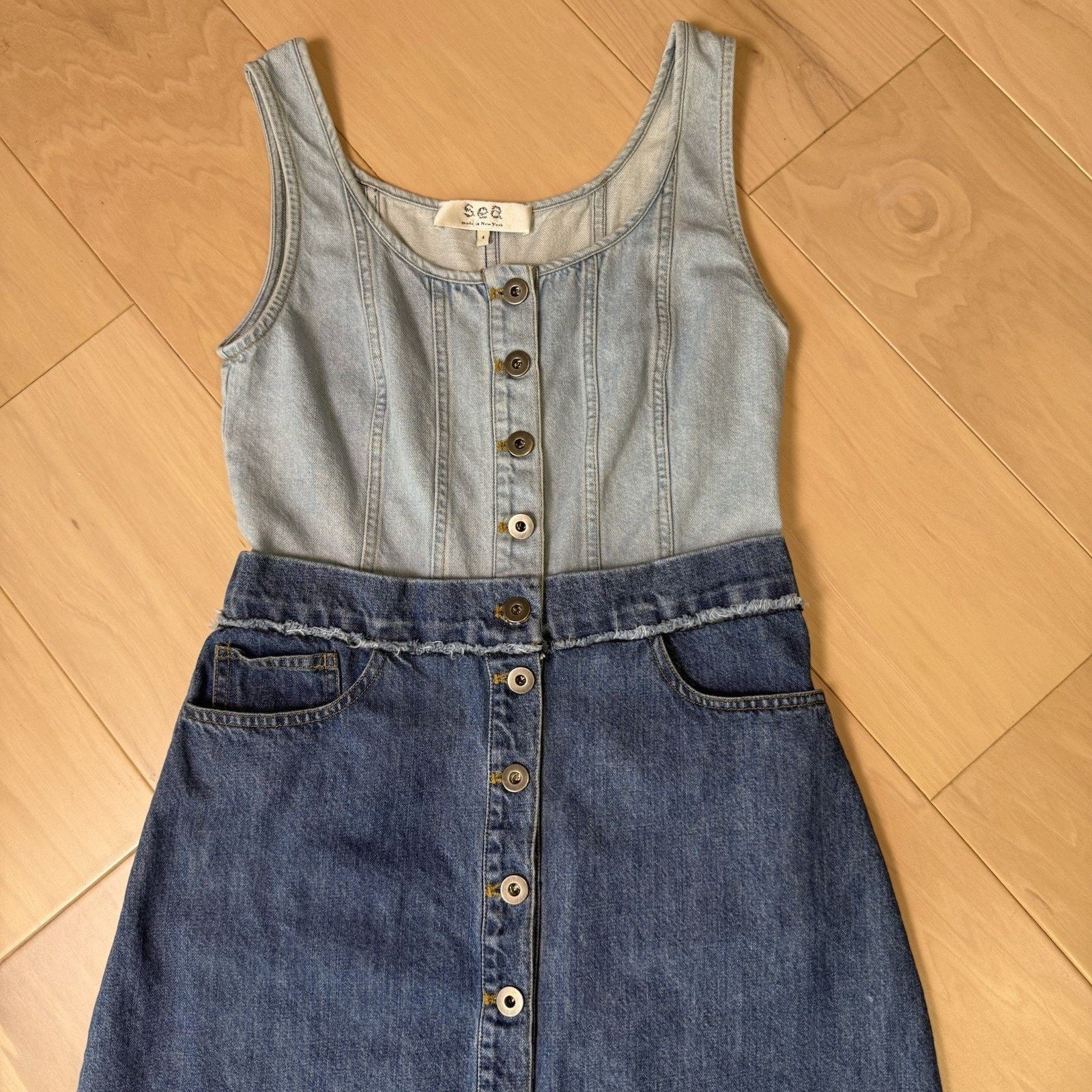 Other Sea New York Denim Dress Women's 4 Blue Sleeveless Sumer Size S / US 4 / IT 40 - 5 Thumbnail