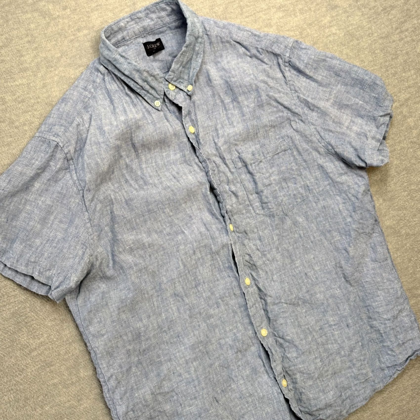 J.Crew J Crew Shirt Mens Large Light Blue Linen Button Down Lightweight Beachy Casual Size US L / EU 52-54 / 3 - 2 Thumbnail