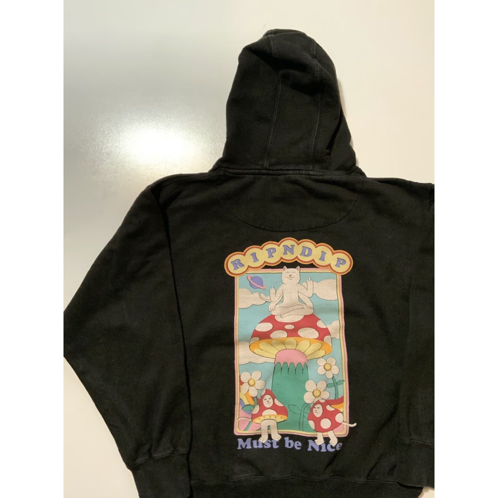 RIPNDIP VINTAGE RIPNDIP Lord Nermal Cat Mushrooms Flower Must Be Nice Black Pullover Hoodie M Mens Size US M / EU 48-50 / 2 - 4 Thumbnail