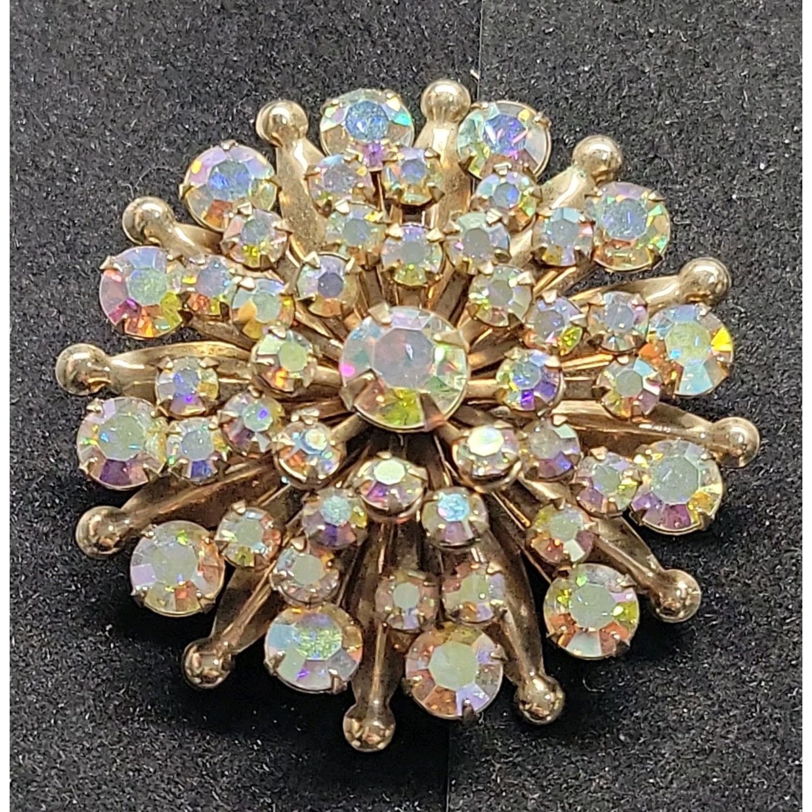 The Unbranded Brand Brooch Blue Glass Aurora Borealis Vintage Rhinestone Prongs Size ONE SIZE - 1 Thumbnail