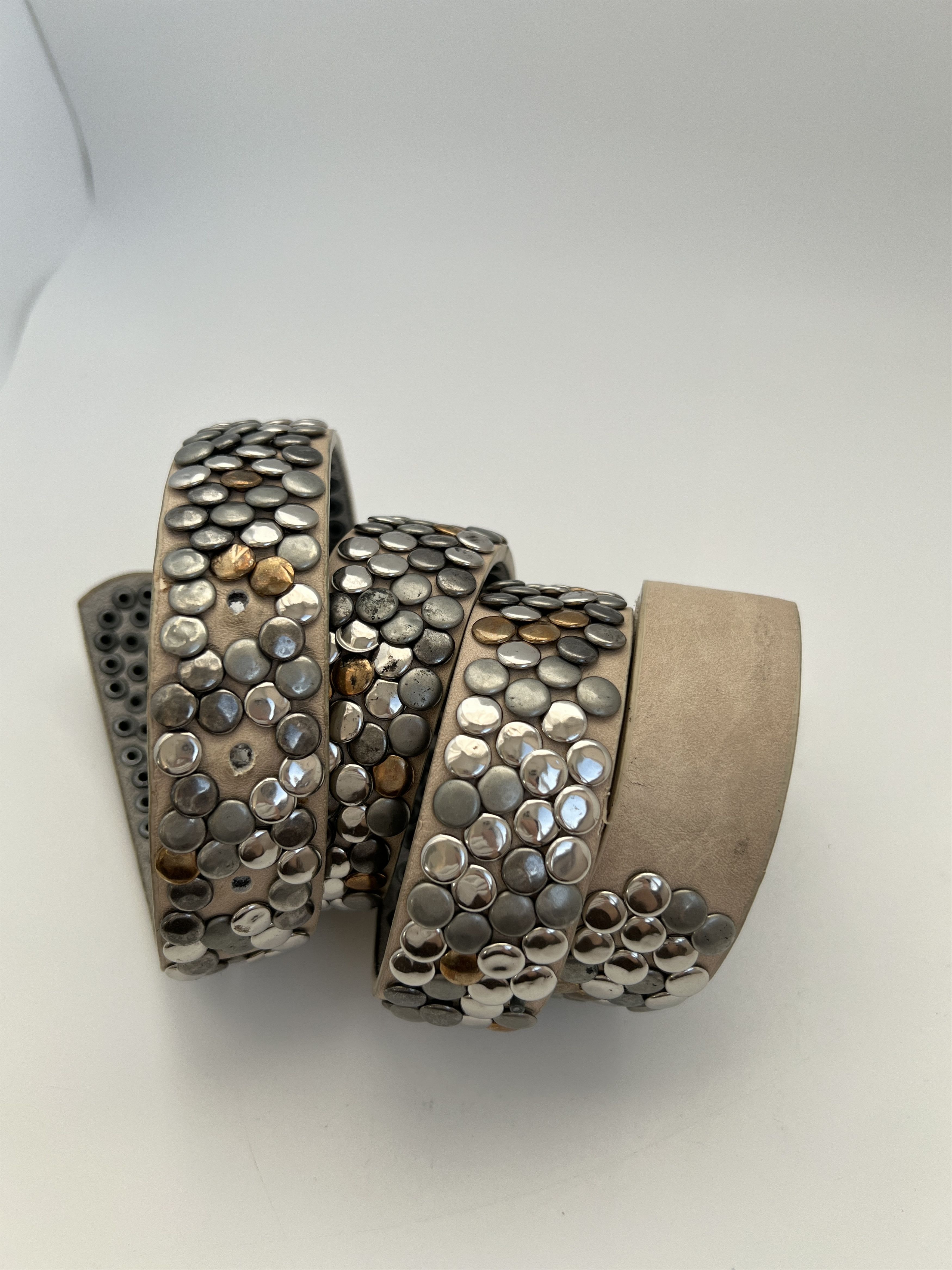 Vintage Rhinestones Belt BB Simon Style Beige Punk Size ONE SIZE - 2 Thumbnail