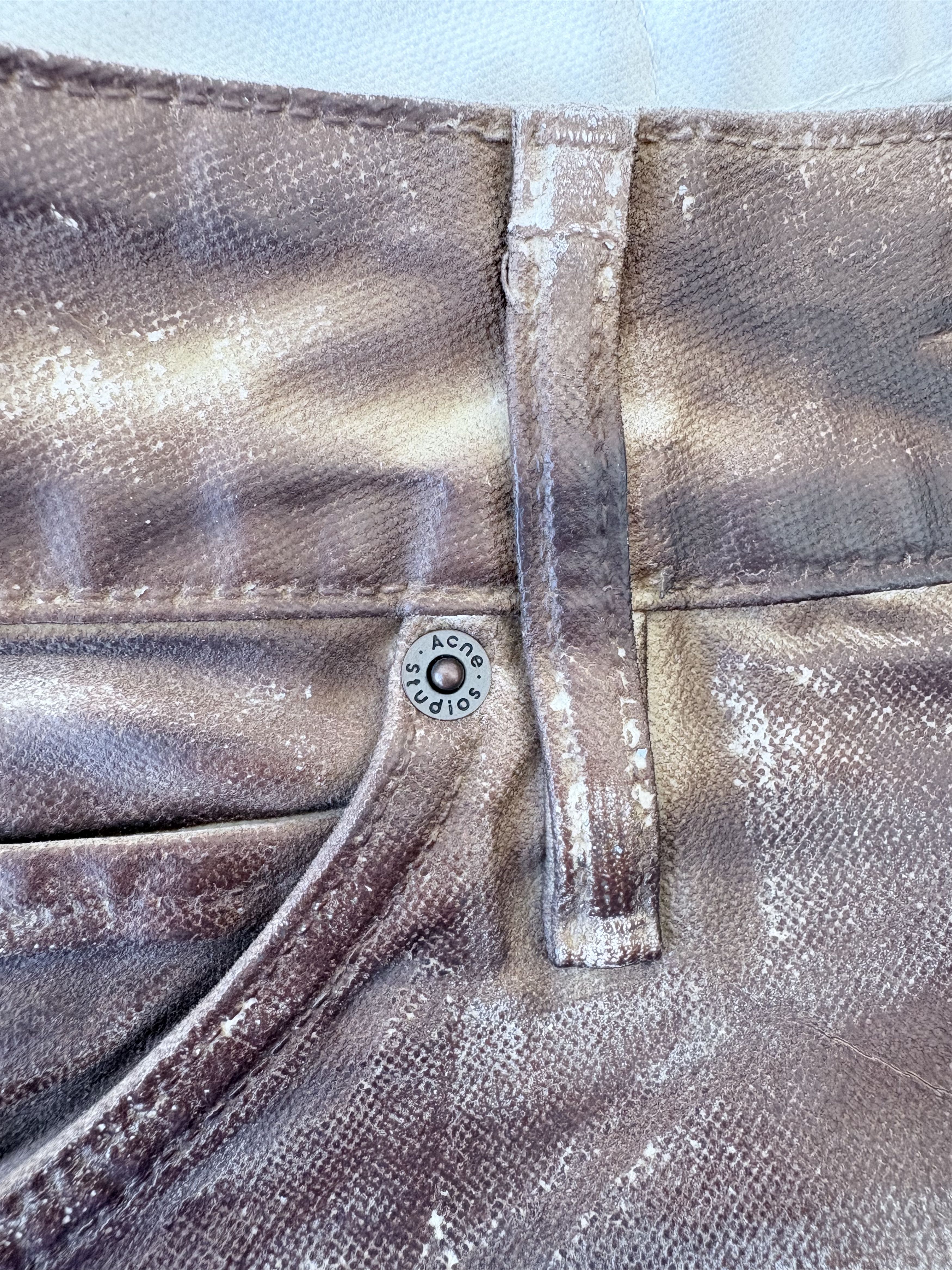 Acne Studios Acne Studios Relaxed Fit Waxed Jeans in Caramel/White (AW23) Size 24" / US 00 / IT 34 - 5 Thumbnail