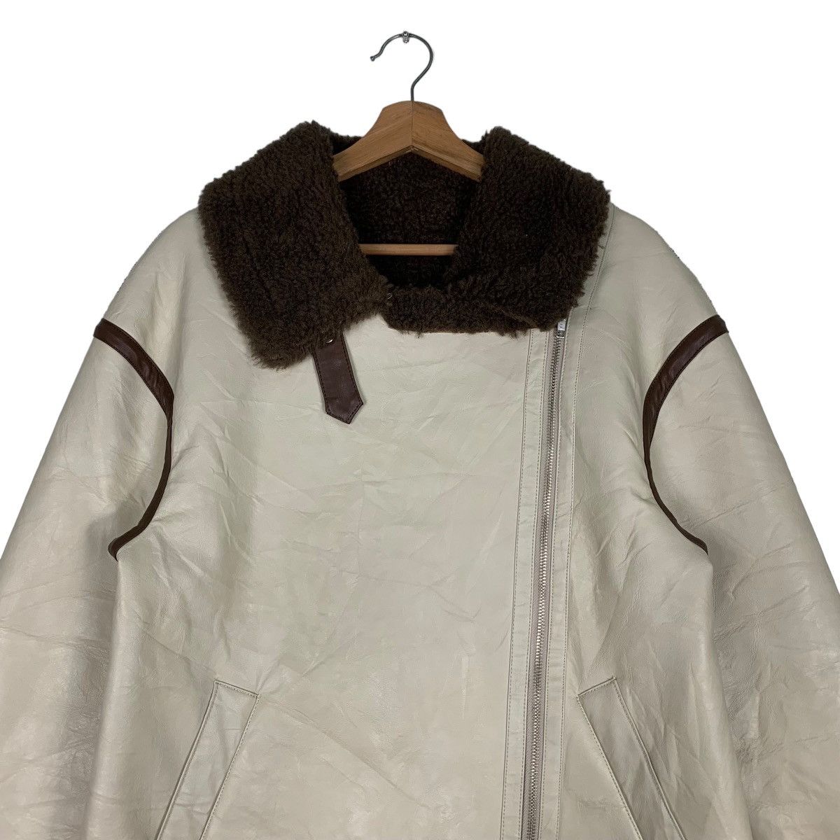 Japanese Brand MURUA Asymmetrical Sherpa Jacket #0506-C23 Size US S / EU 44-46 / 1 - 2 Thumbnail