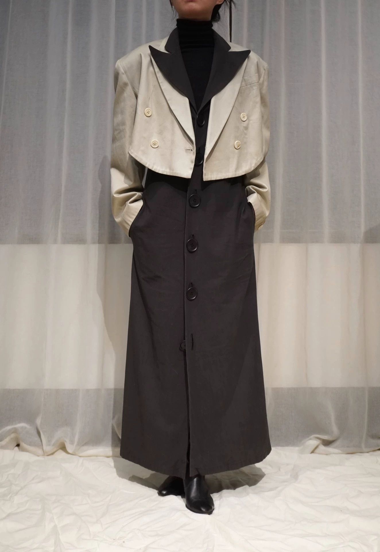Yohji Yamamoto YOHJI YAMAMOTO 1991 Eggshell Gray Oversized Short Jacket Size ONE SIZE - 2 Thumbnail