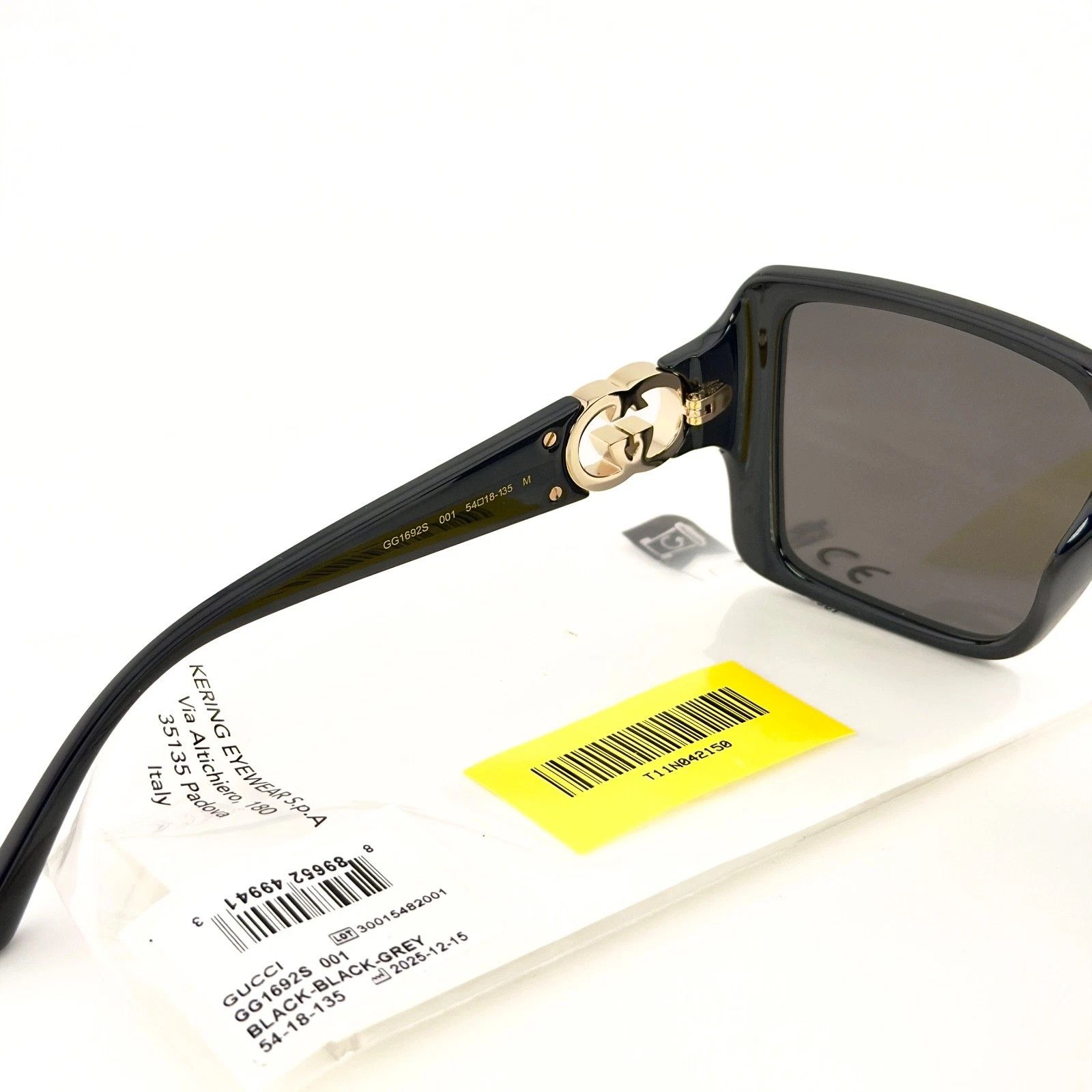 Gucci GUCCI GG1692S Black Geometric 1692 GG Fashion Sunglasses 001 Size ONE SIZE - 6 Thumbnail