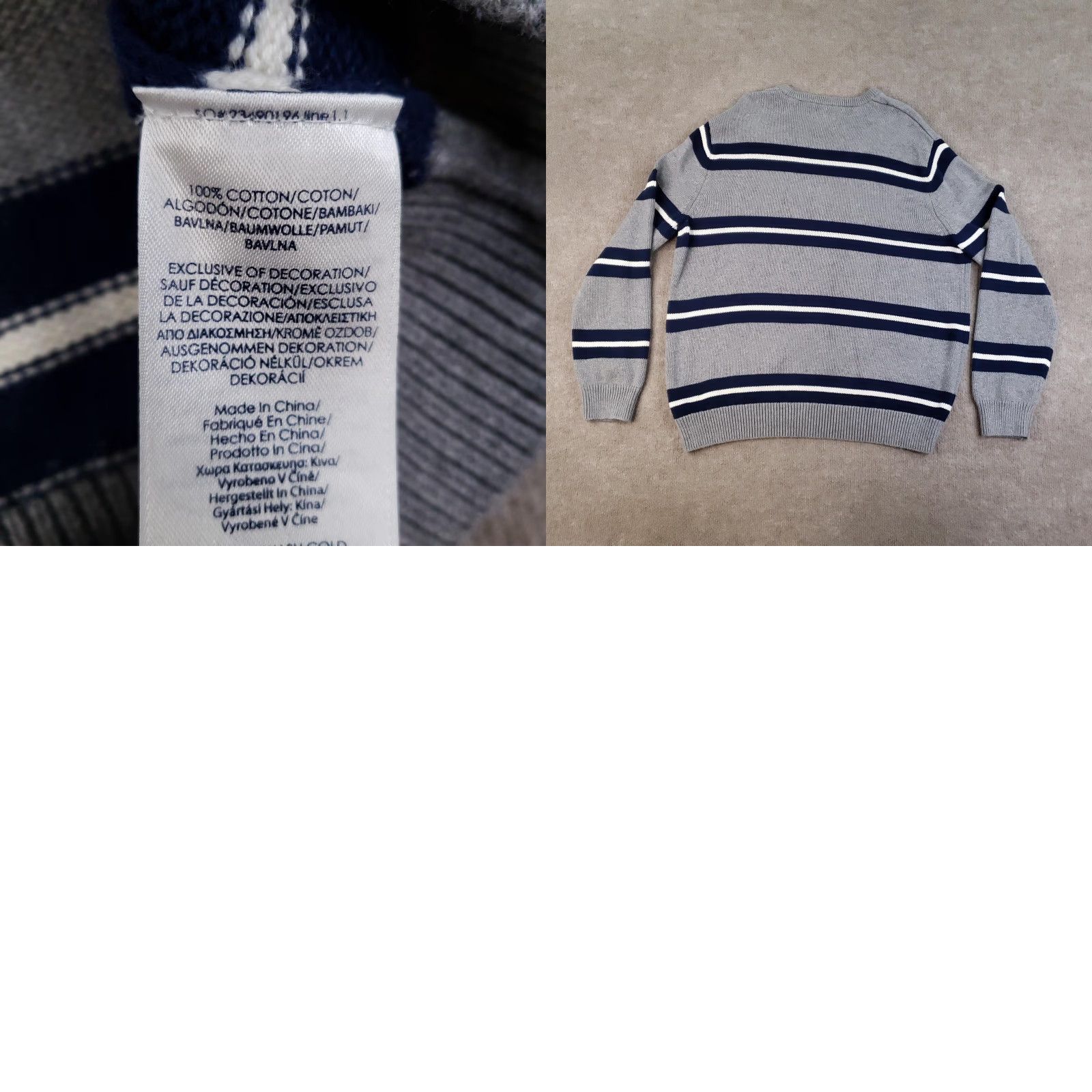 Chaps Chaps Sweater Mens Extra Large Gray Blue Striped Cotton Crewneck Pullover Casual Size US XL / EU 56 / 4 - 8 Thumbnail