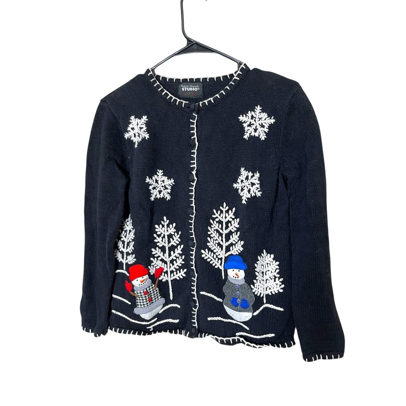 Other Vintage Designers Originals Studio Black Christmas Cardigan Size S / US 4 / IT 40 - 1 Thumbnail