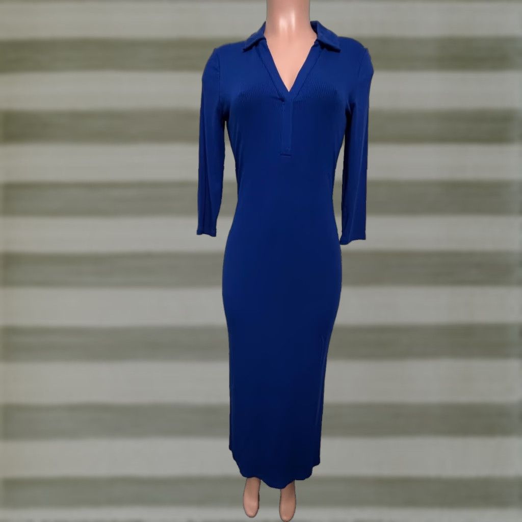 Lilly Pulitzer Maxi Dress Women's S Blue 3/4 Sleeve Polo NWT