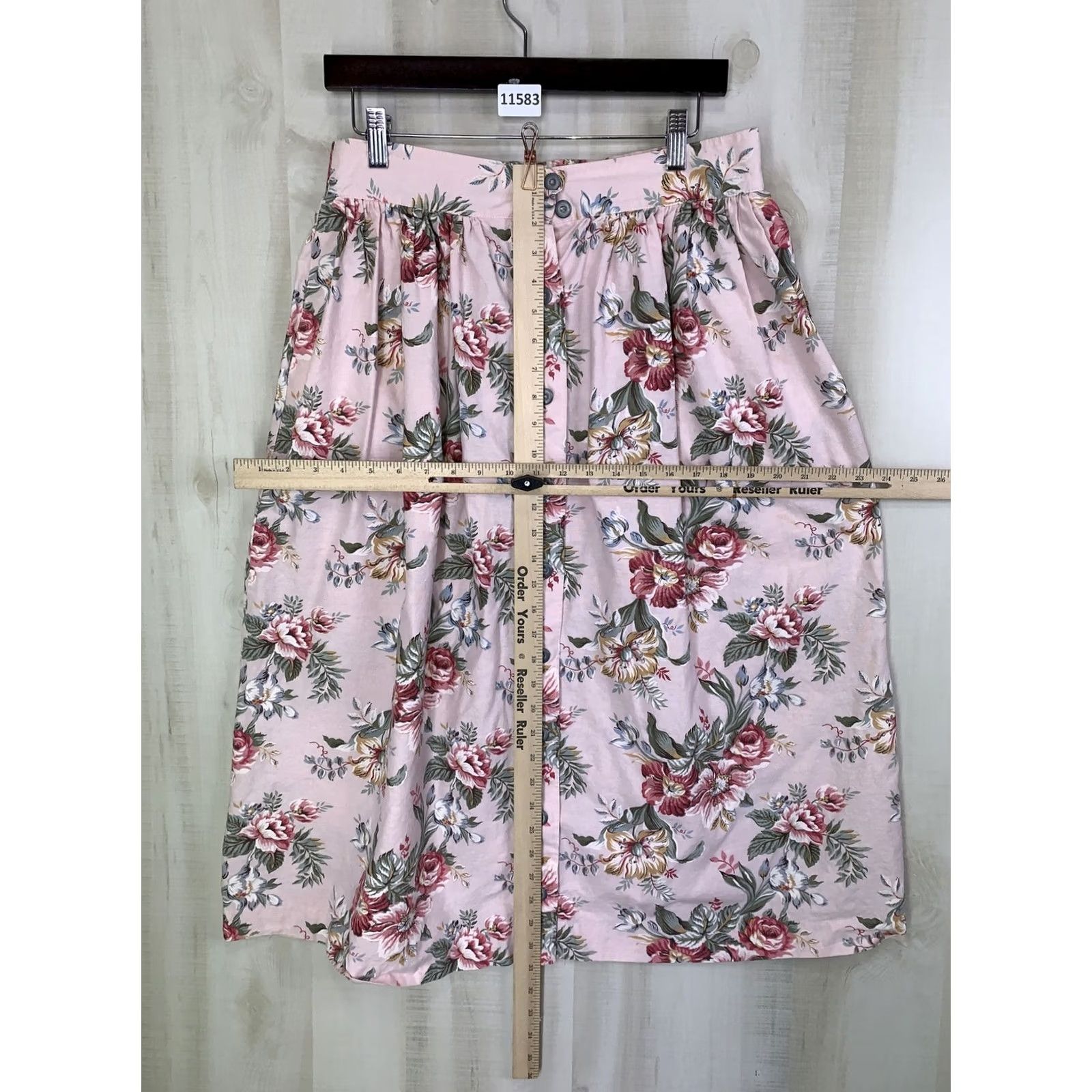 Jantzen VINTAGE JANTZEN Skirt Floral Pleated Button Front 12P Pink Womens Long 90s American Boyfriend Women Size 34" / US 12 / IT 48 - 3 Thumbnail
