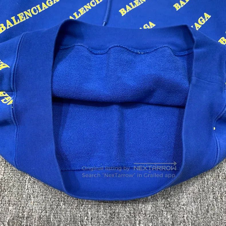Balenciaga Balenciaga Blue Full Print Barrage Hooded Sweatshirt Size US L / EU 52-54 / 3 - 9 Thumbnail