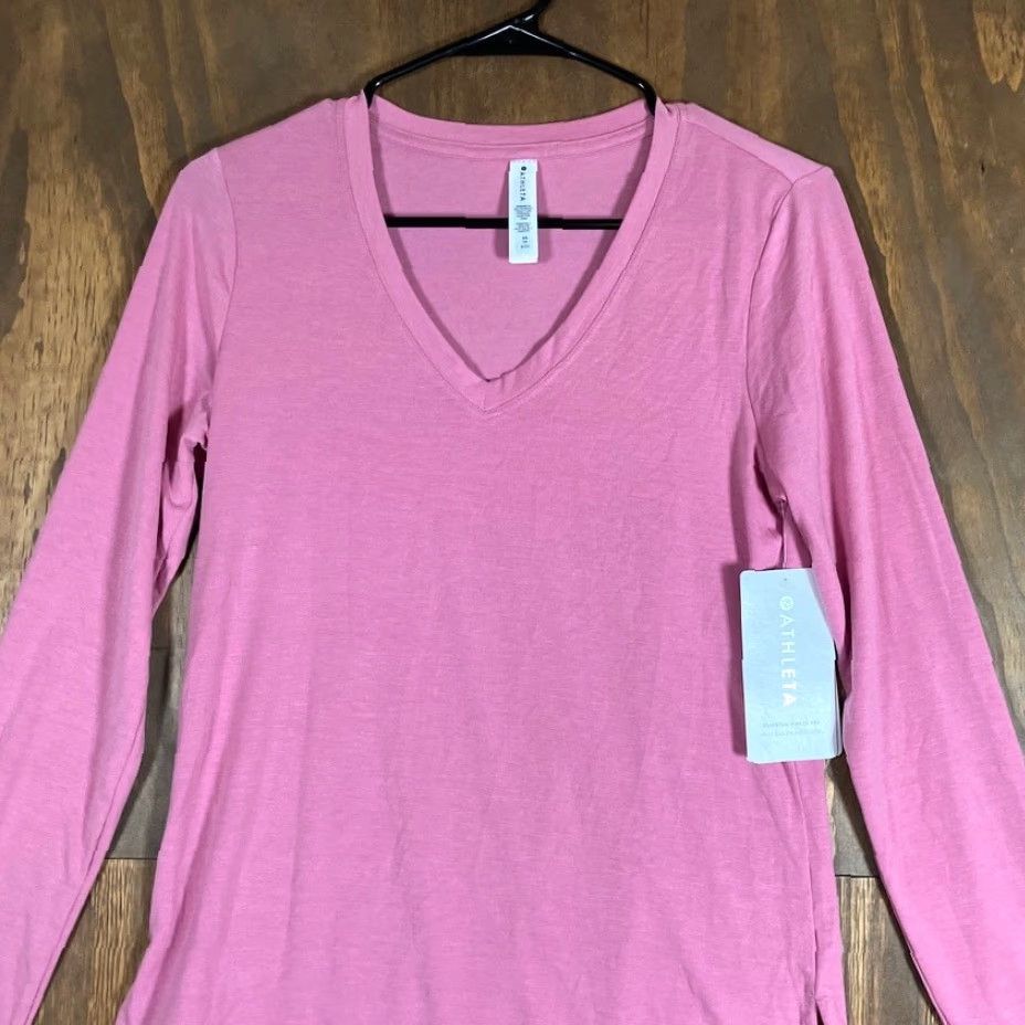 Athleta Athleta Shirt Womens Pink Essentials V Neck Lightweight Long Sleeve Stretch XS Size XS / US 0-2 / IT 36-38 - 2 Thumbnail