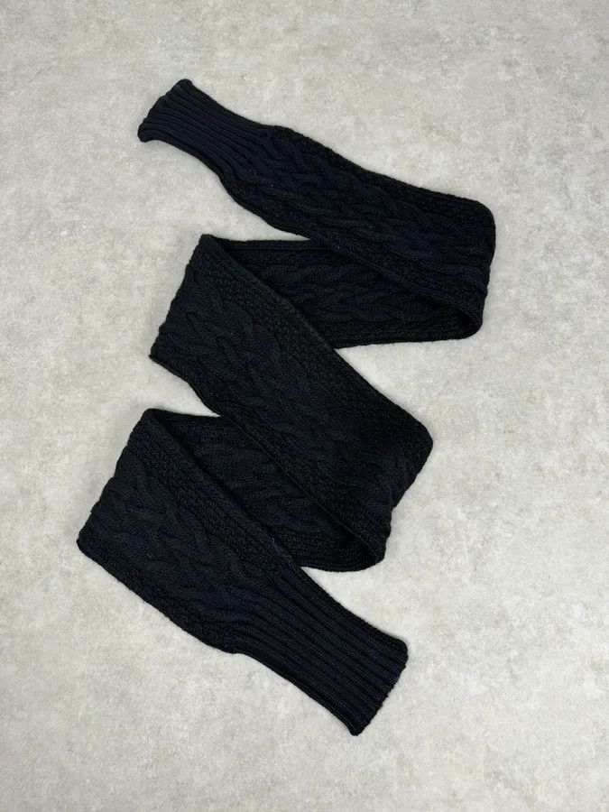 Dolce & Gabbana Dolce & Gabbana Black Wool Cable Knit Scarf Size ONE SIZE - 3 Thumbnail