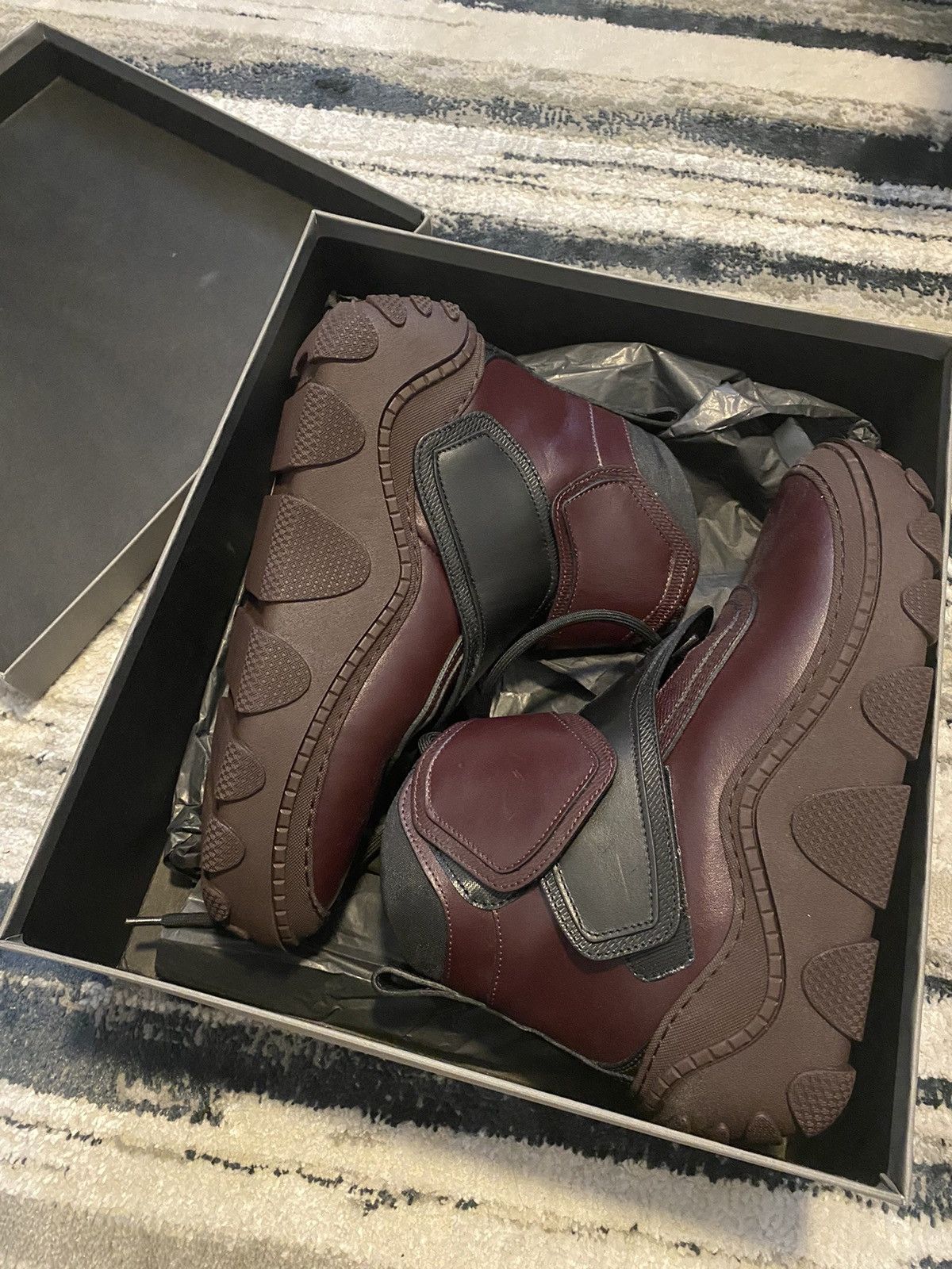 Kiko Kostadinov Tonkin High Leather lace Up Boot Maroon EU41 | Grailed