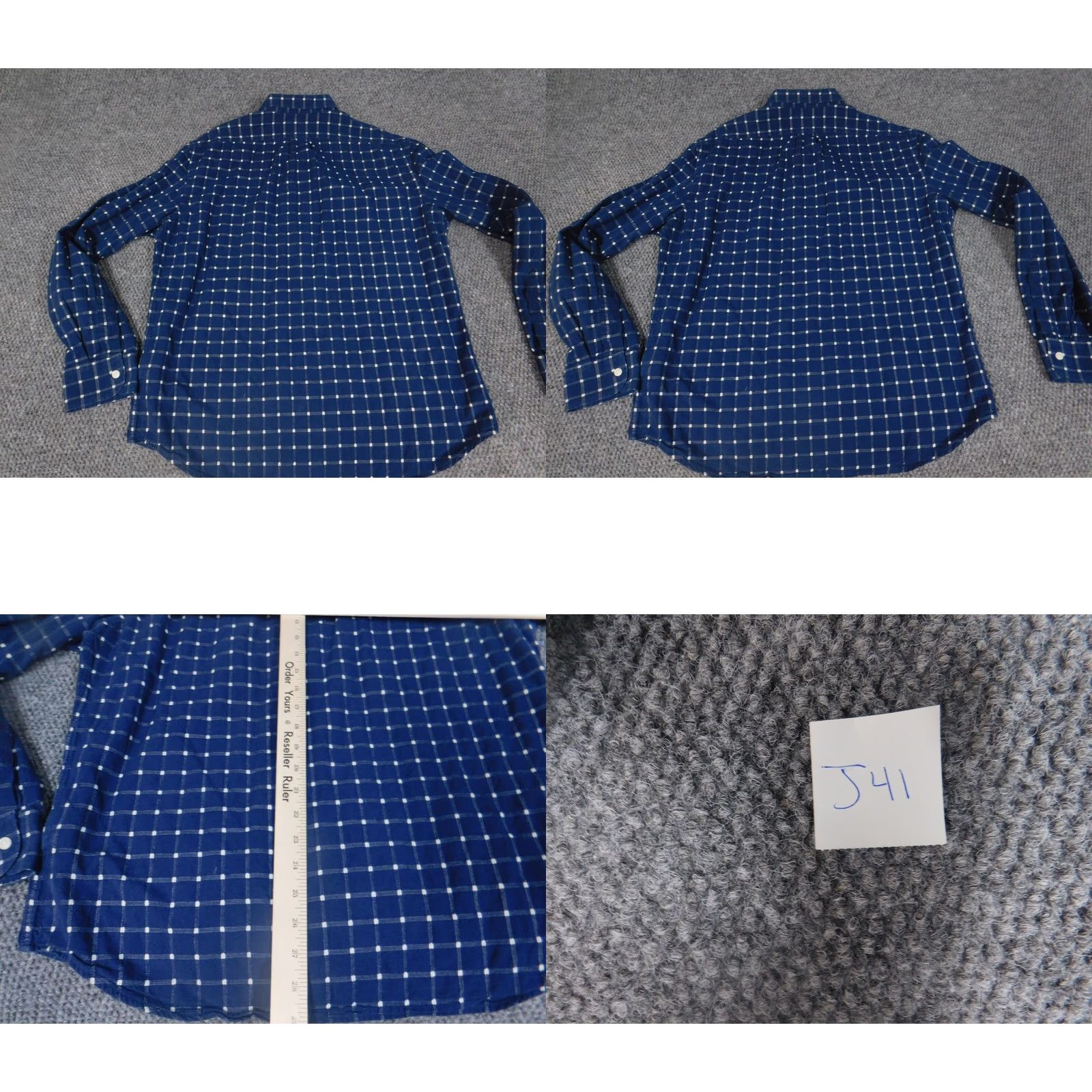 Old Navy Old Navy Mens Shirt Long Sleeve Plaid Button-Down Slim Fit Blue Large Regular Collared Button-Up Pockets Size US L / EU 52-54 / 3 - 8 Thumbnail